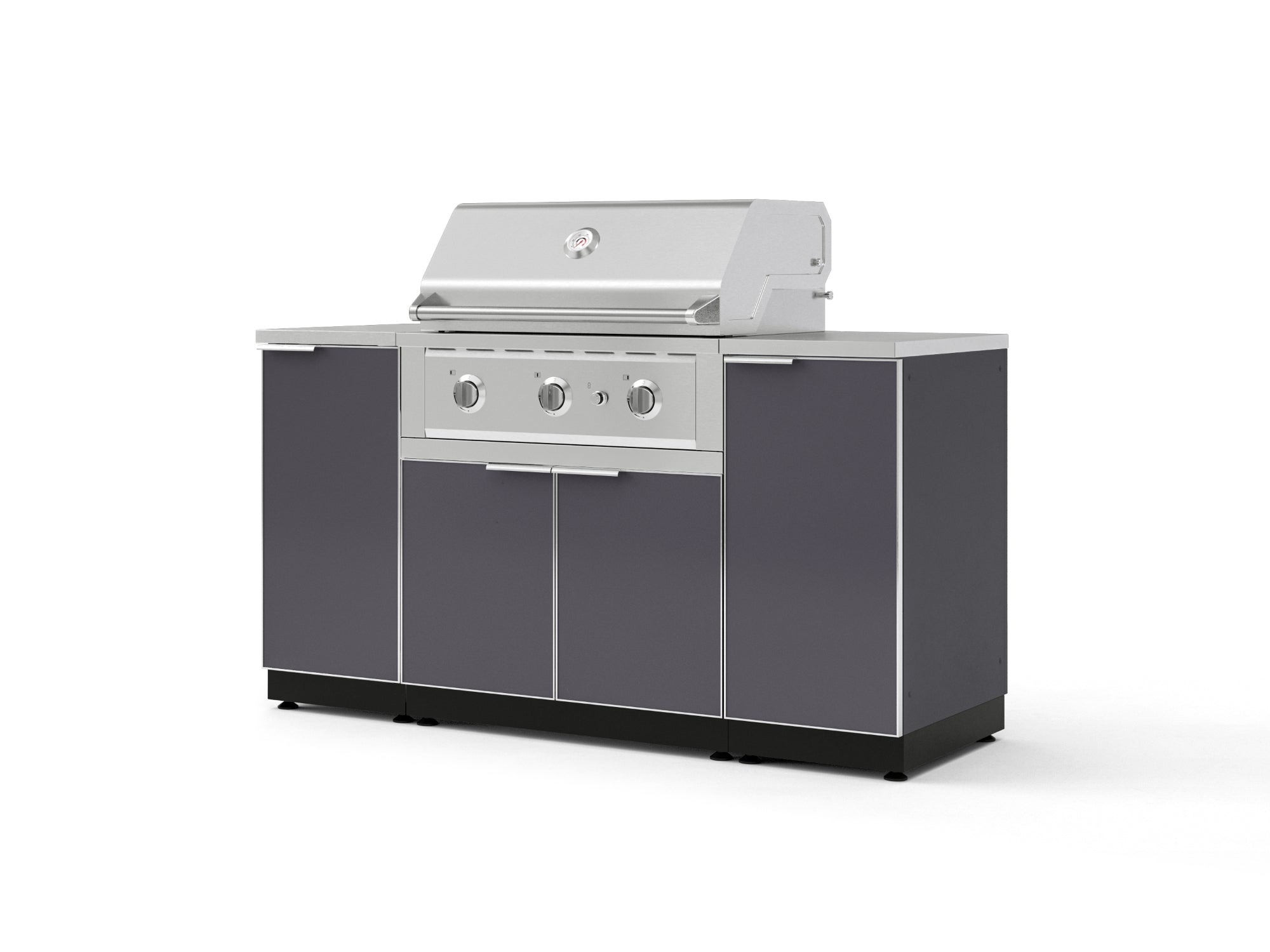 Outdoor Grill Island Aluminum 6 Piece Cabinet Set with 1 Door, Grill Cabinet, Performance Grill and Countertops