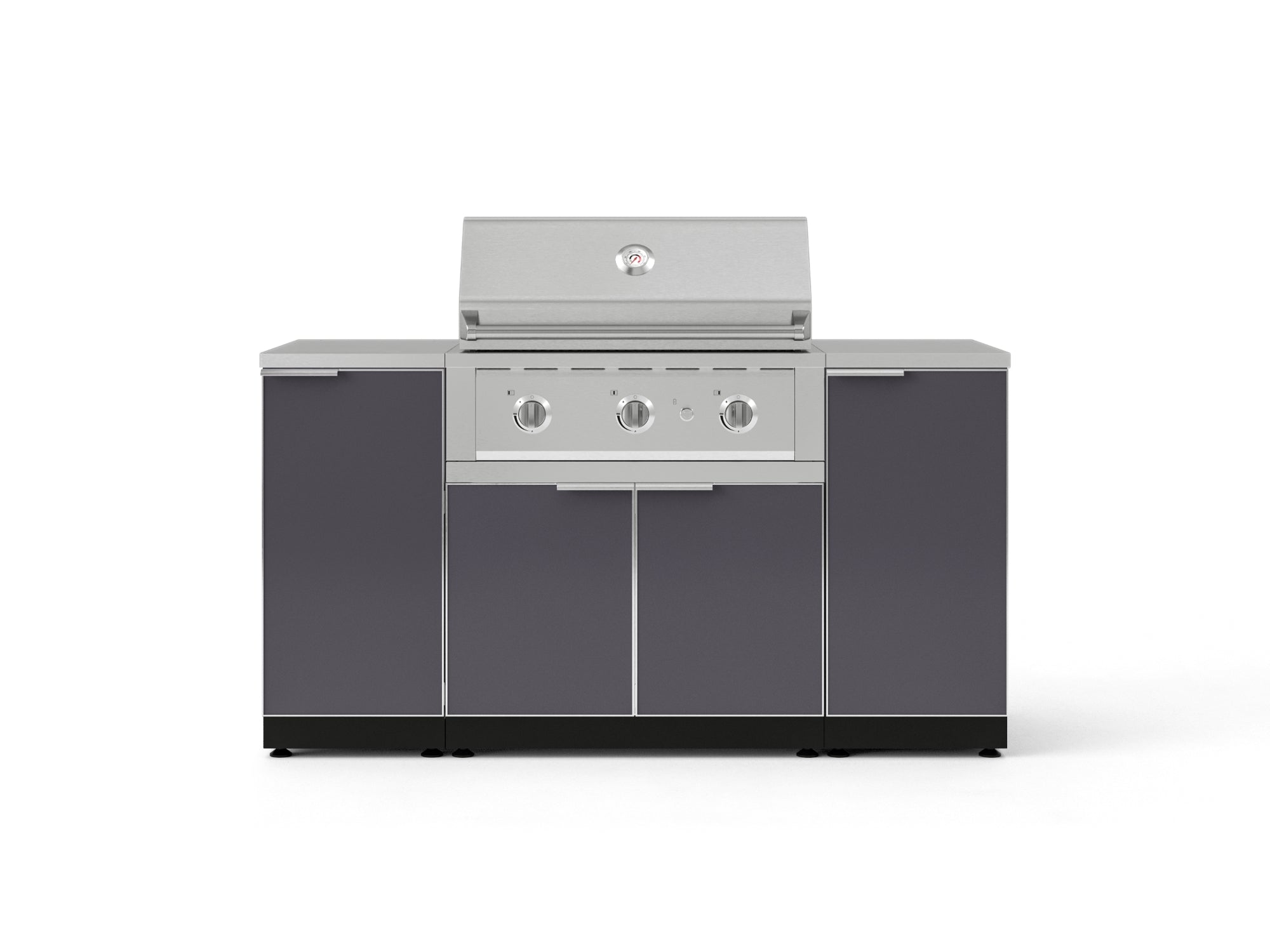 Outdoor Grill Island Aluminum 6 Piece Cabinet Set with 1 Door, Grill Cabinet, Performance Grill and Countertops