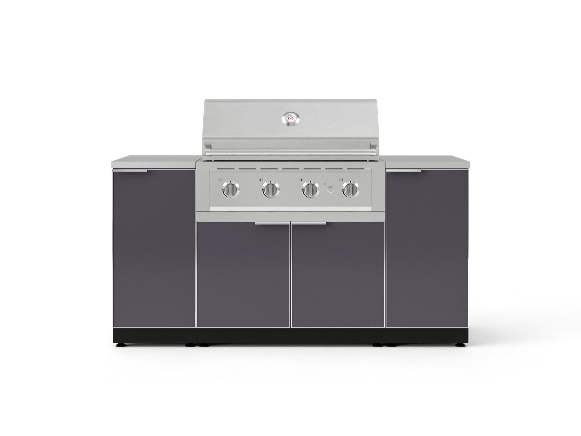 Outdoor Grill Island Aluminum 6 Piece Cabinet Set with 1 Door, Grill Cabinet, Performance Grill and Countertops