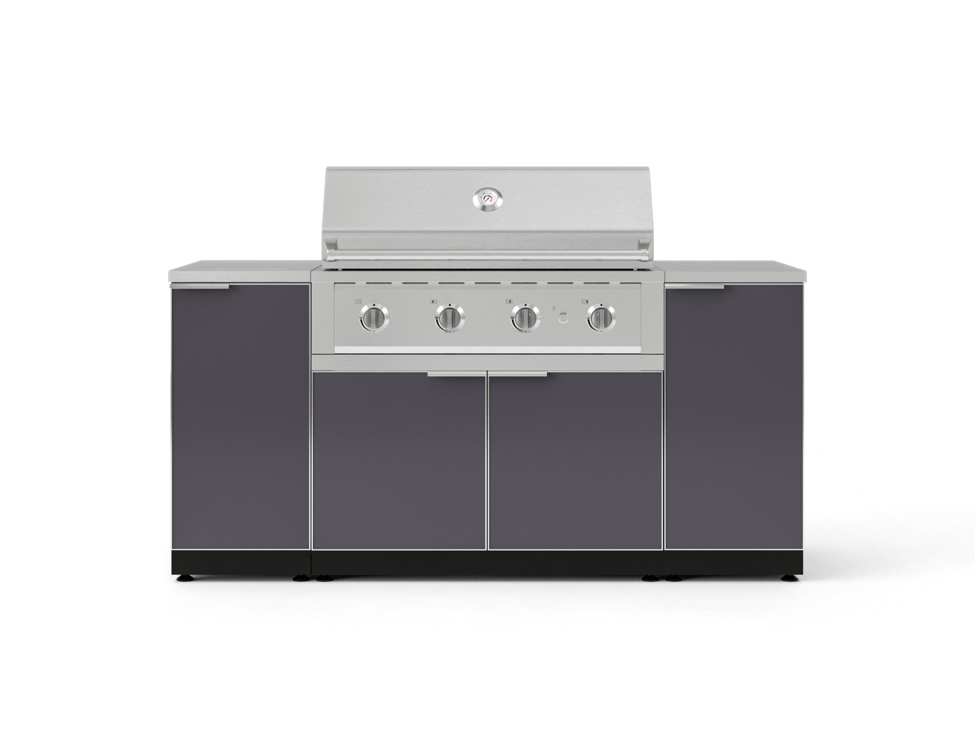 Outdoor Grill Island Aluminum 6 Piece Cabinet Set with 1 Door, Grill Cabinet, Performance Grill and Countertops