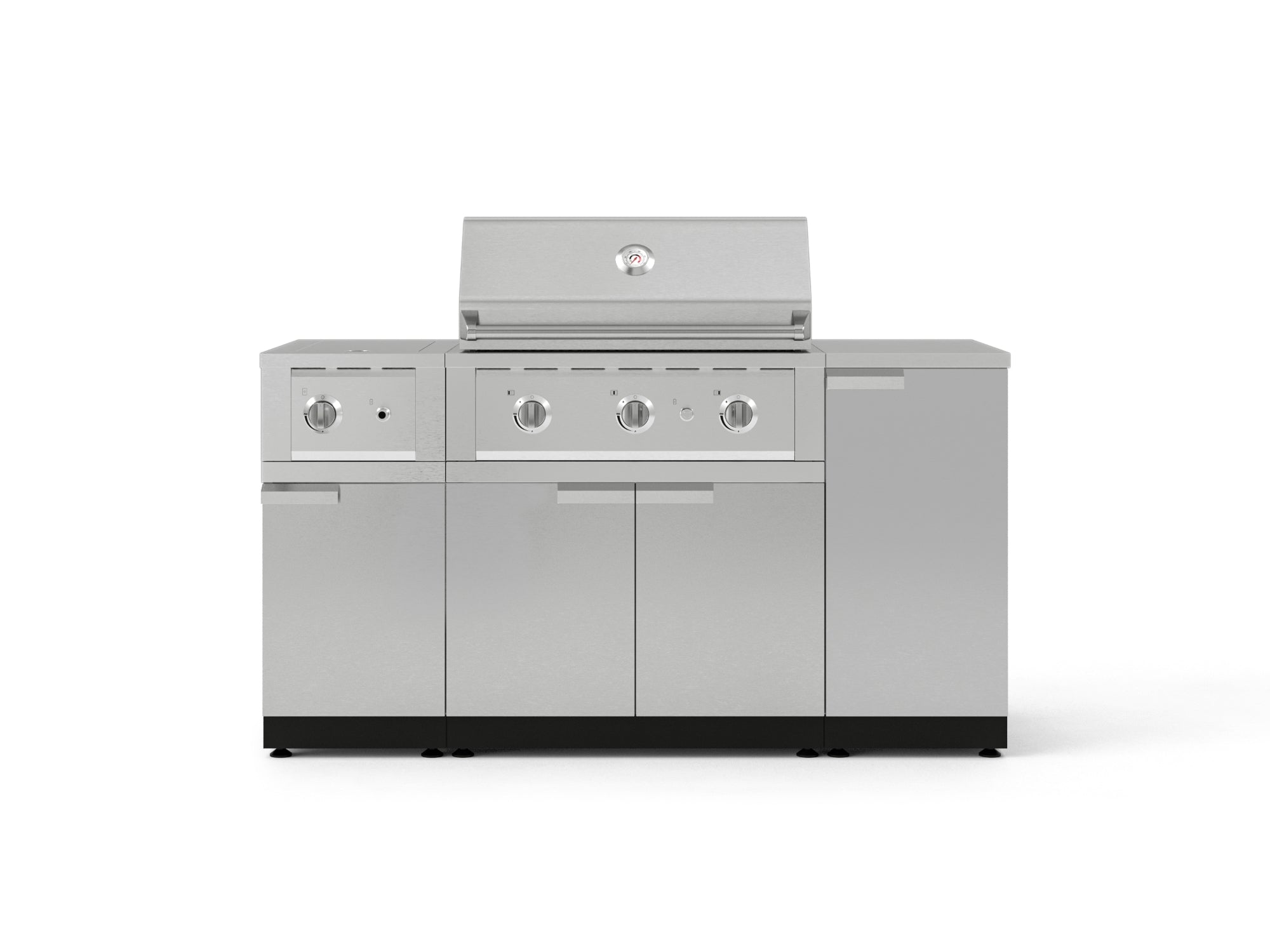 Outdoor Grill Island Stainless-Steel 6 Piece Cabinet Set with 1-Door, Grill Cabinet, Performance Grill, Side Burner and Countertop