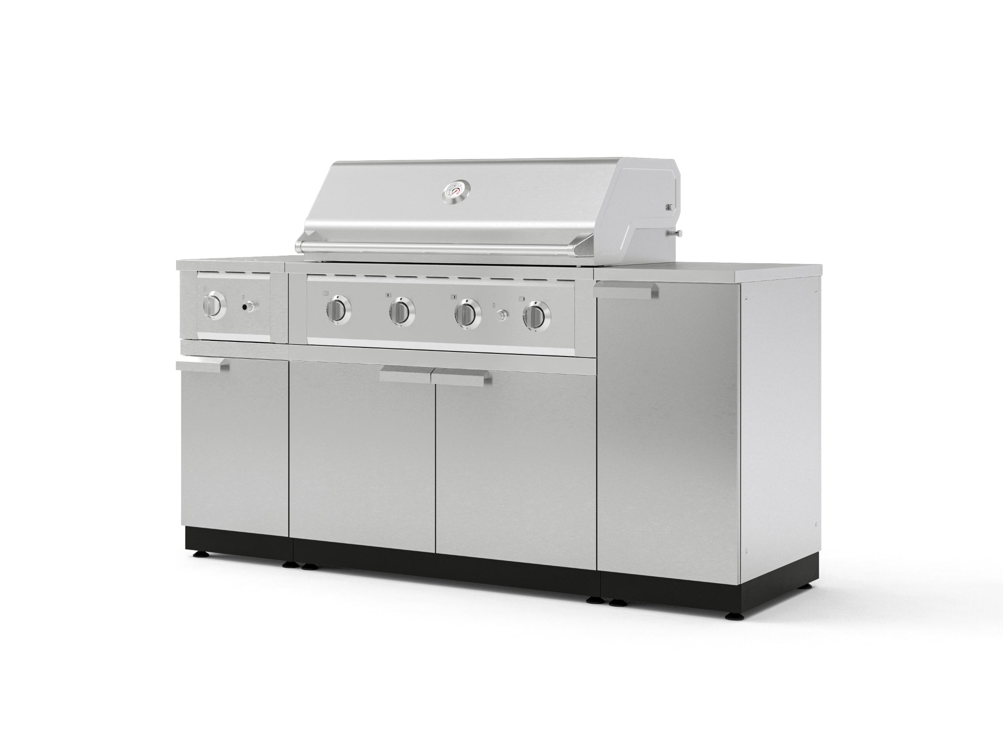Outdoor Grill Island Stainless-Steel 6 Piece Cabinet Set with 1-Door, Grill Cabinet, Performance Grill, Side Burner and Countertop