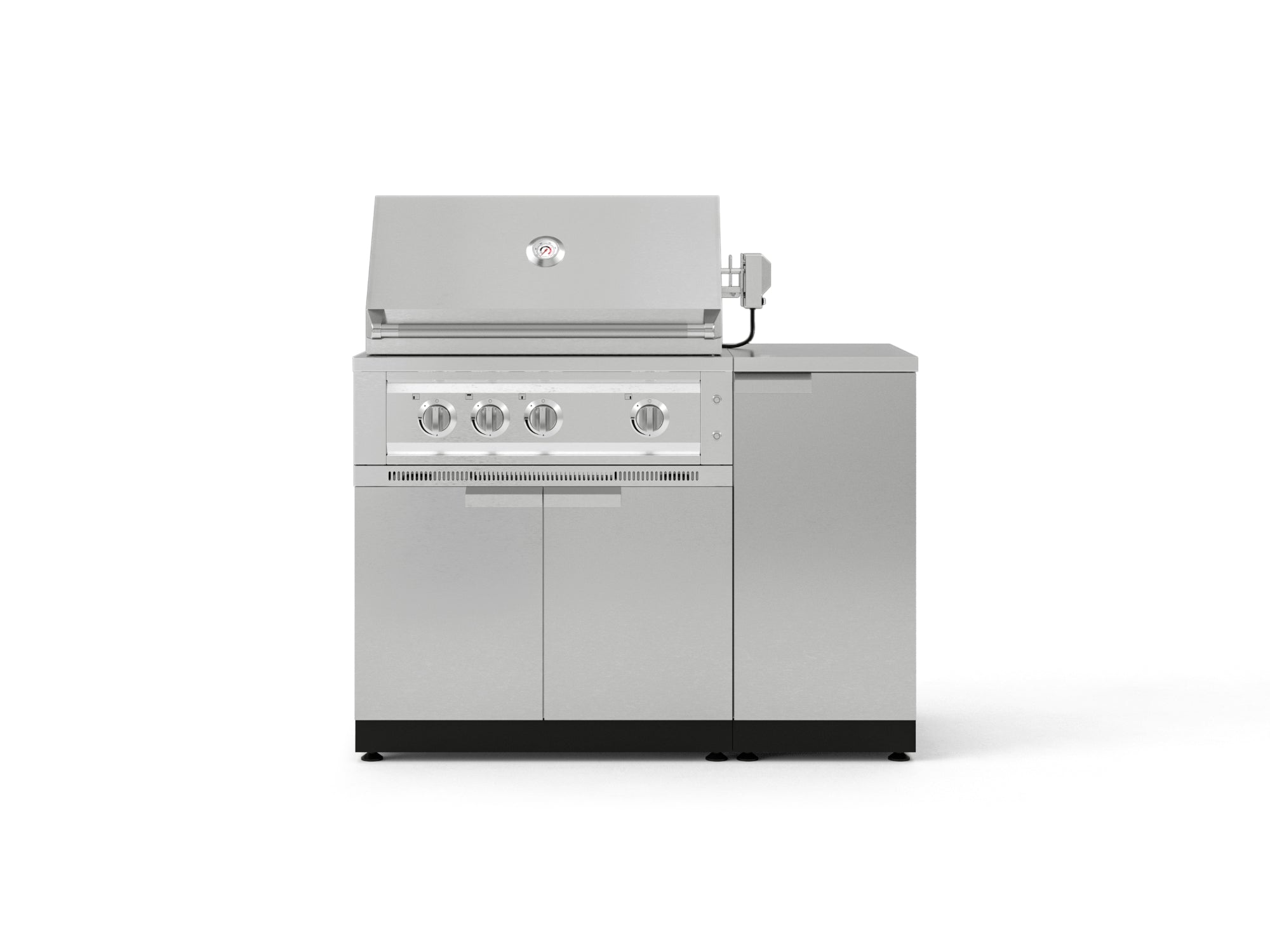 Outdoor Grill Island Stainless-Steel 4 Piece Cabinet Set with 1 Door, Grill Cabinet, Platinum Grill and Countertop