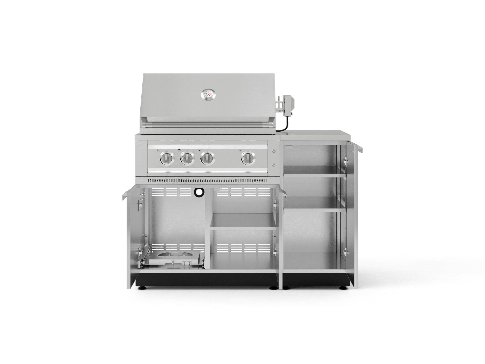 Outdoor Grill Island Stainless-Steel 4 Piece Cabinet Set with 1 Door, Grill Cabinet, Platinum Grill and Countertop