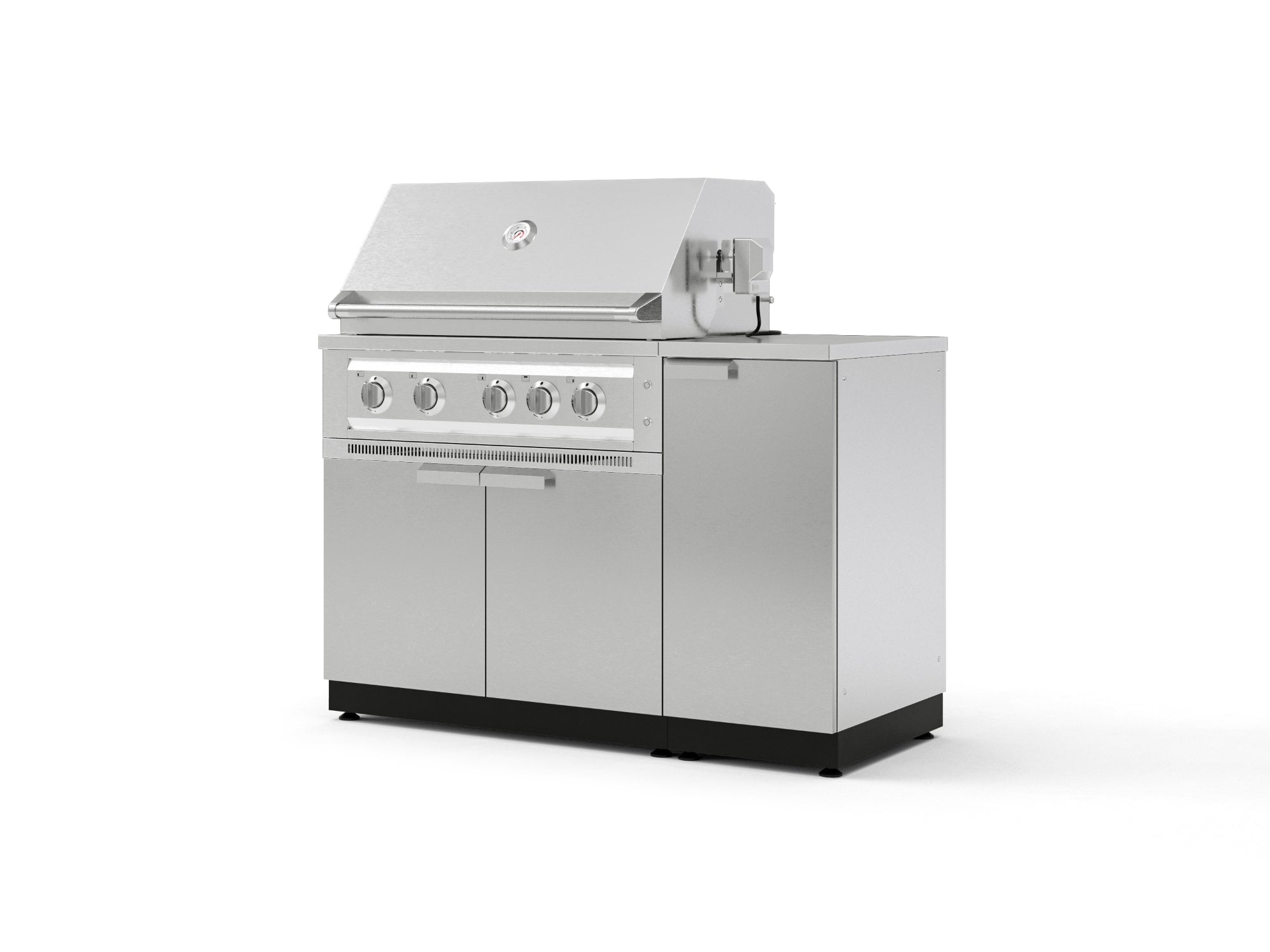 Outdoor Grill Island Stainless-Steel 4 Piece Cabinet Set with 1 Door, Grill Cabinet, Platinum Grill and Countertop