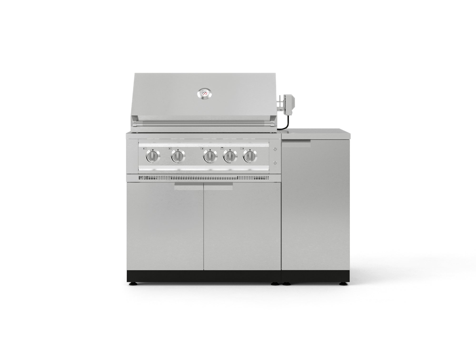 Outdoor Grill Island Stainless-Steel 4 Piece Cabinet Set with 1 Door, Grill Cabinet, Platinum Grill and Countertop