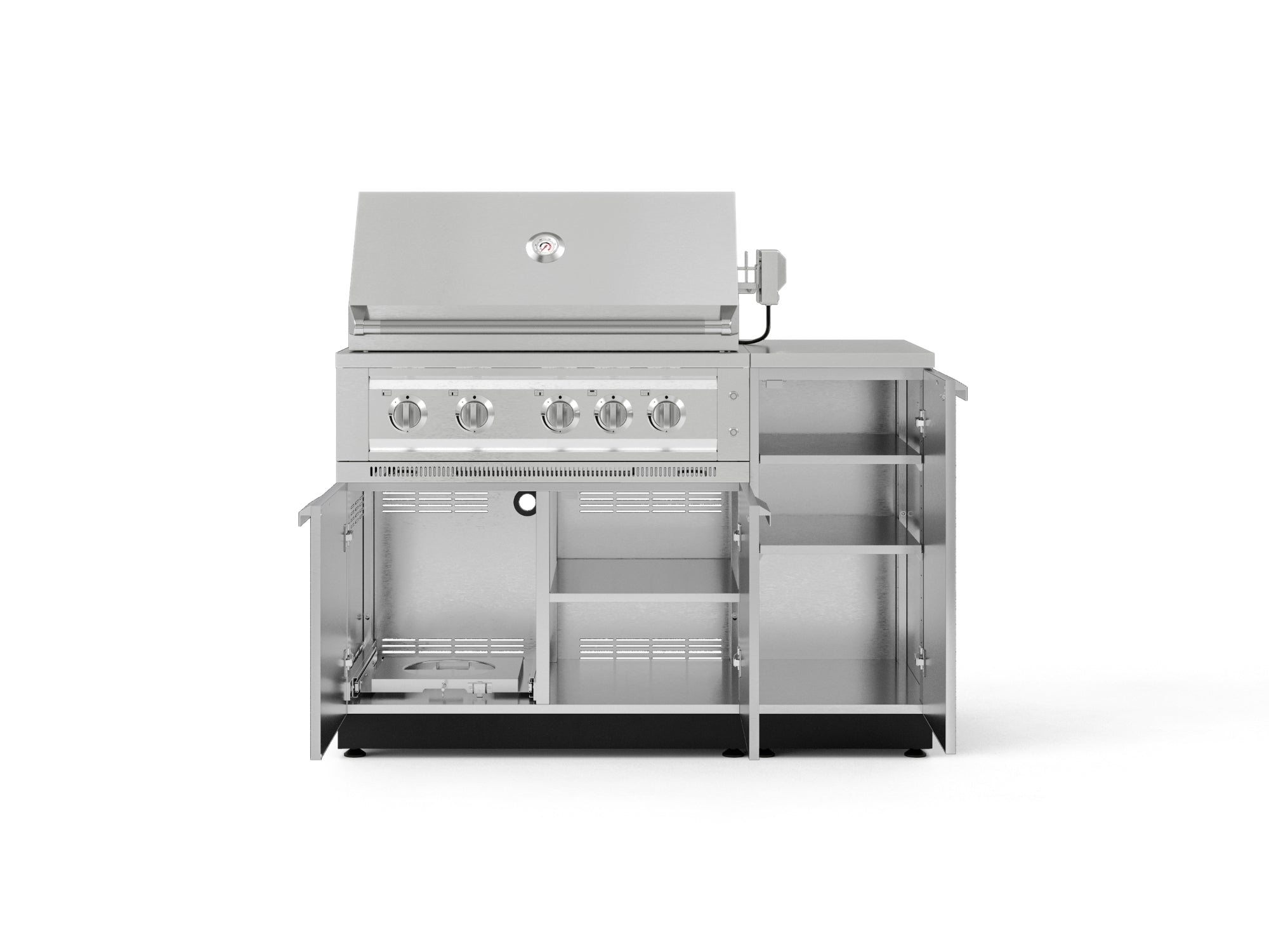 Outdoor Grill Island Stainless-Steel 4 Piece Cabinet Set with 1 Door, Grill Cabinet, Platinum Grill and Countertop