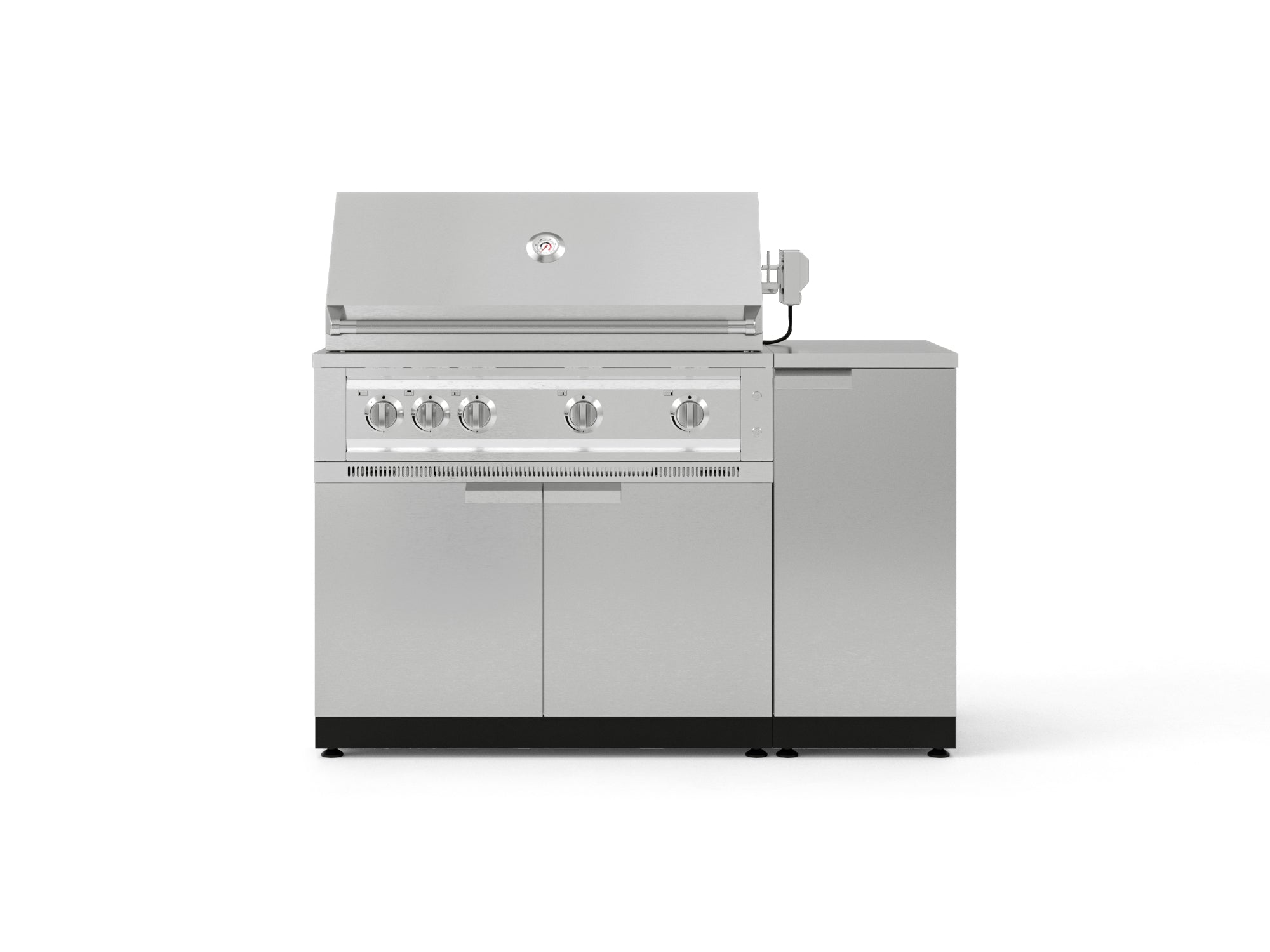 Outdoor Grill Island Stainless-Steel 4 Piece Cabinet Set with 1 Door, Grill Cabinet, Platinum Grill and Countertop