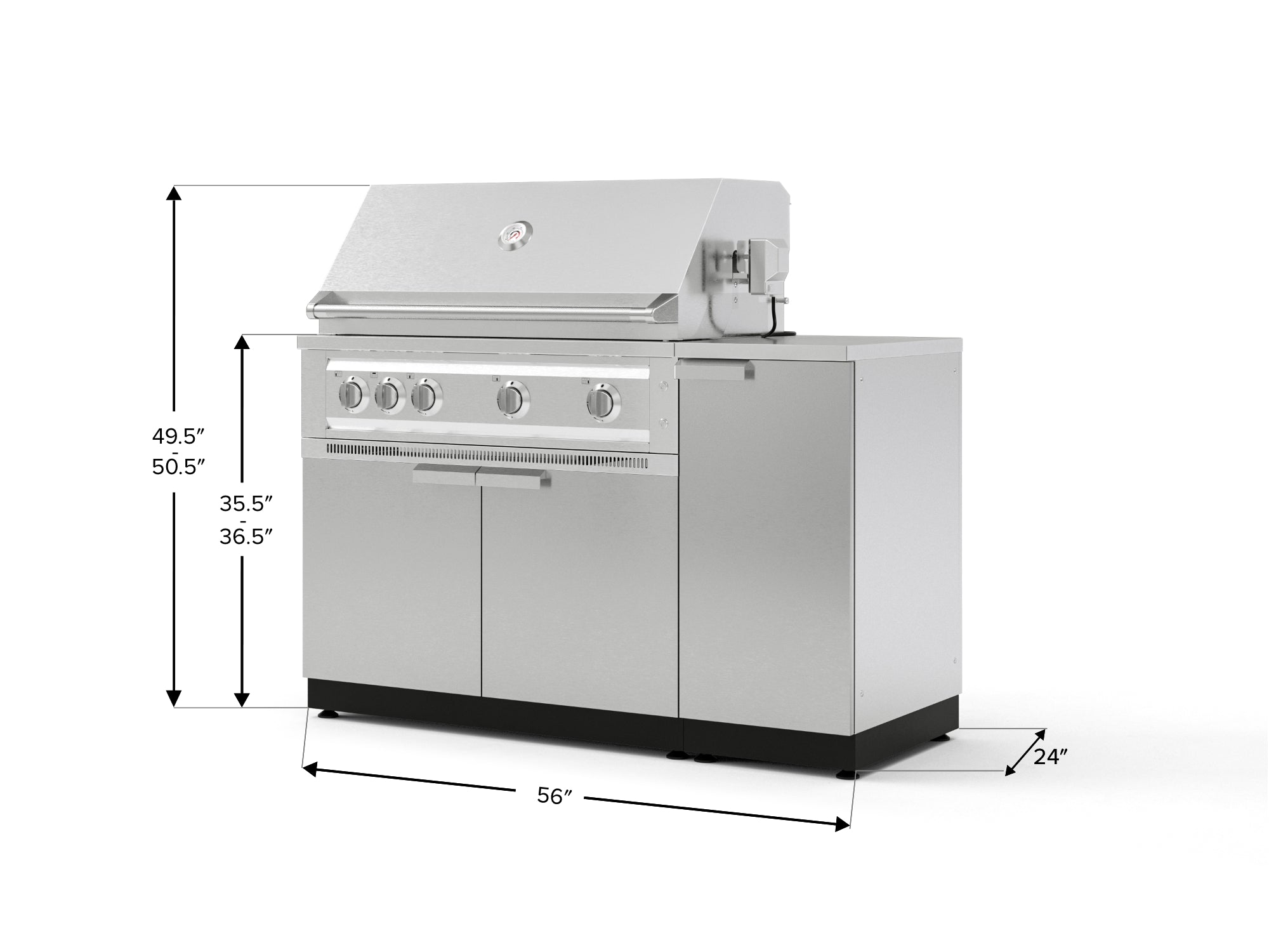Outdoor Grill Island Stainless-Steel 4 Piece Cabinet Set with 1 Door, Grill Cabinet, Platinum Grill and Countertop