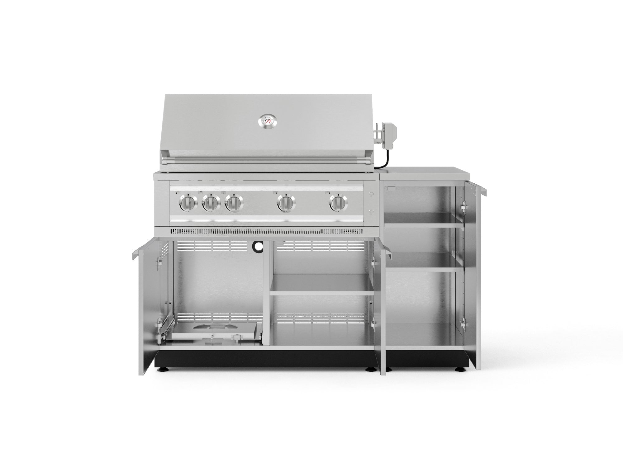 Outdoor Grill Island Stainless-Steel 4 Piece Cabinet Set with 1 Door, Grill Cabinet, Platinum Grill and Countertop