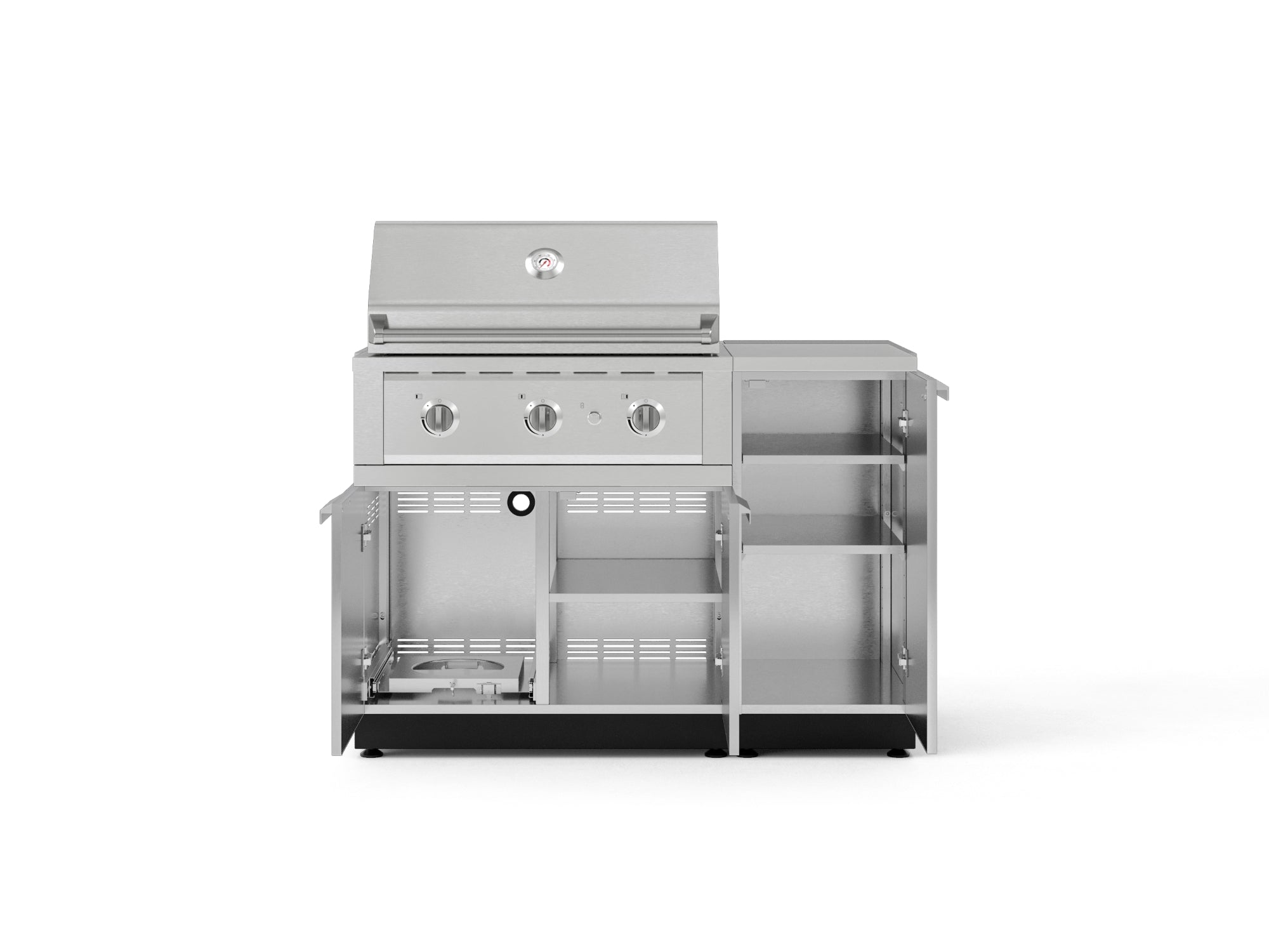 Outdoor Grill Island Stainless-Steel 4 Piece Cabinet Set with 1 Door, Grill Cabinet, Performance Grill and Countertop