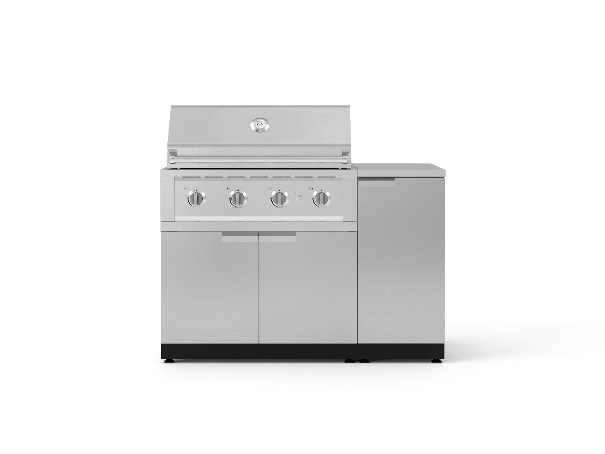 Outdoor Grill Island Stainless-Steel 4 Piece Cabinet Set with 1 Door, Grill Cabinet, Performance Grill and Countertop