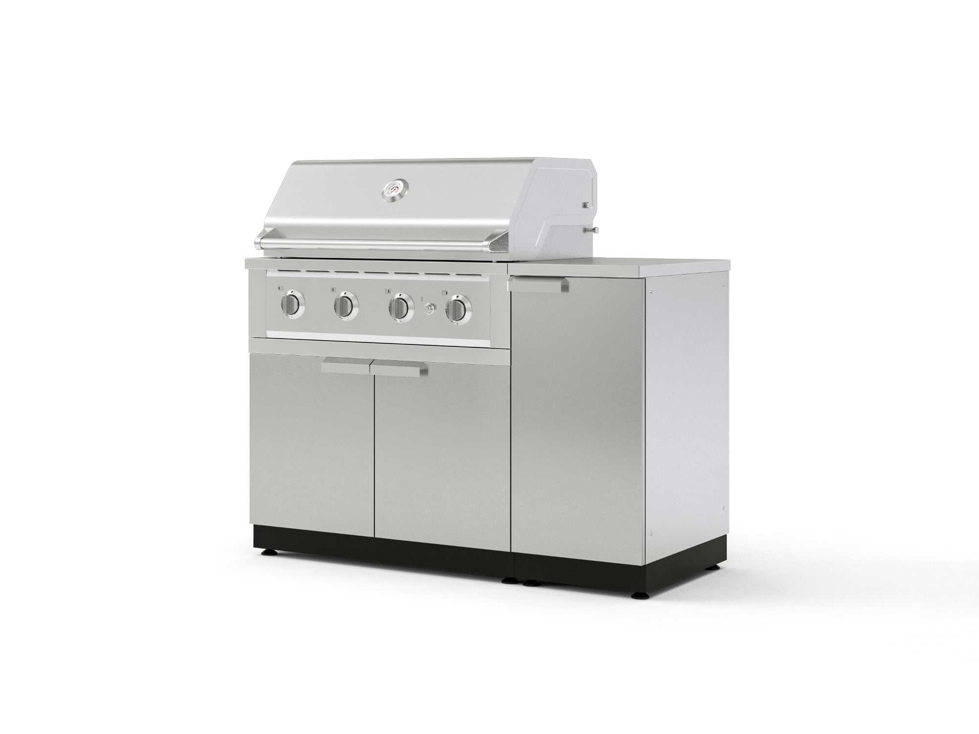Outdoor Grill Island Stainless-Steel 4 Piece Cabinet Set with 1 Door, Grill Cabinet, Performance Grill and Countertop