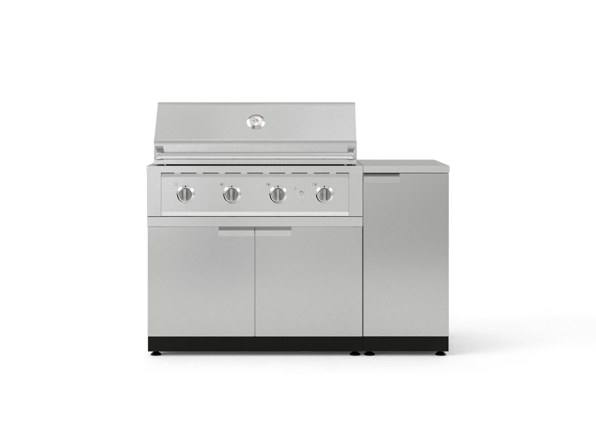 Outdoor Grill Island Stainless-Steel 4 Piece Cabinet Set with 1 Door, Grill Cabinet, Performance Grill and Countertop