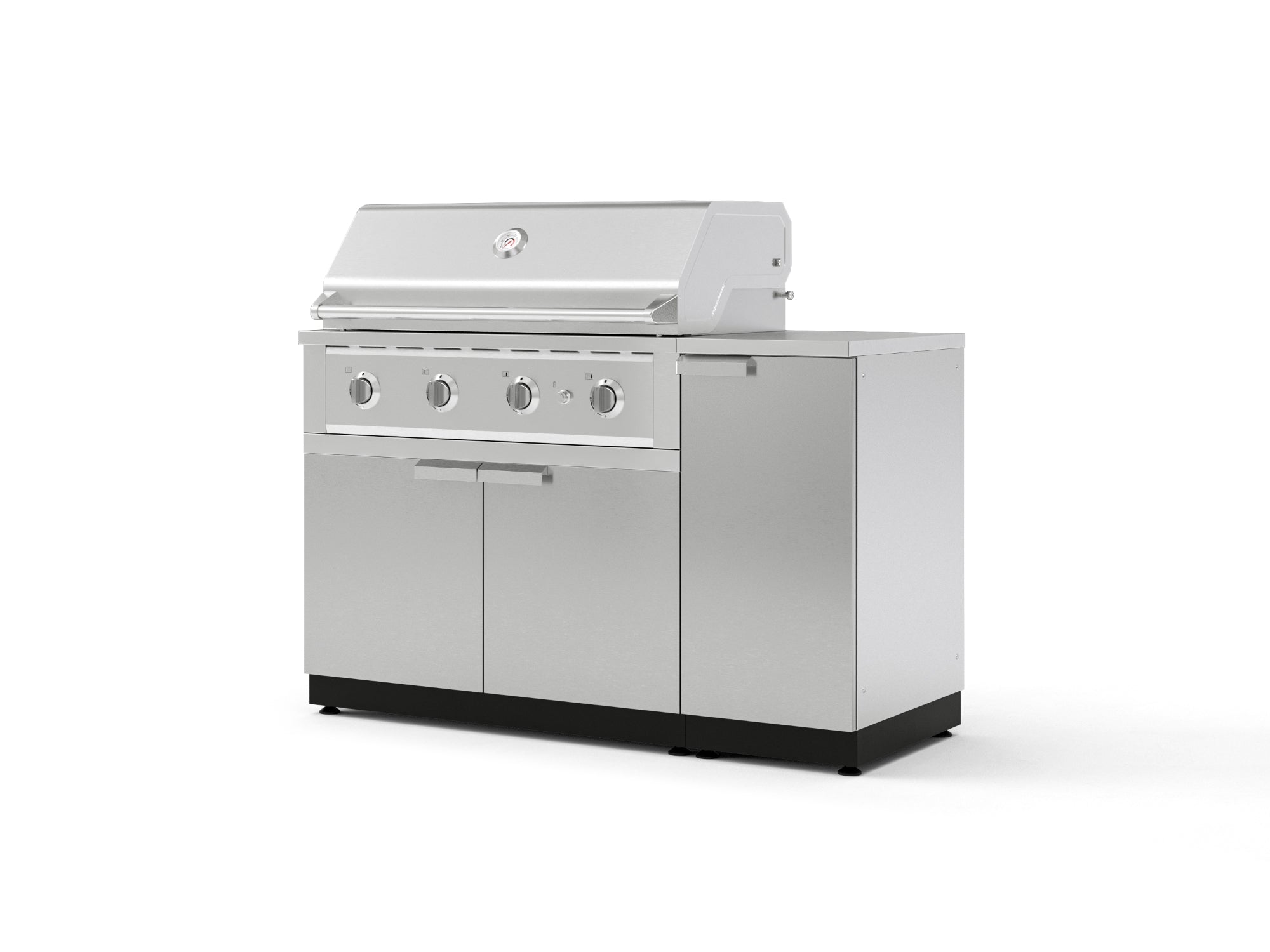 Outdoor Grill Island Stainless-Steel 4 Piece Cabinet Set with 1 Door, Grill Cabinet, Performance Grill and Countertop