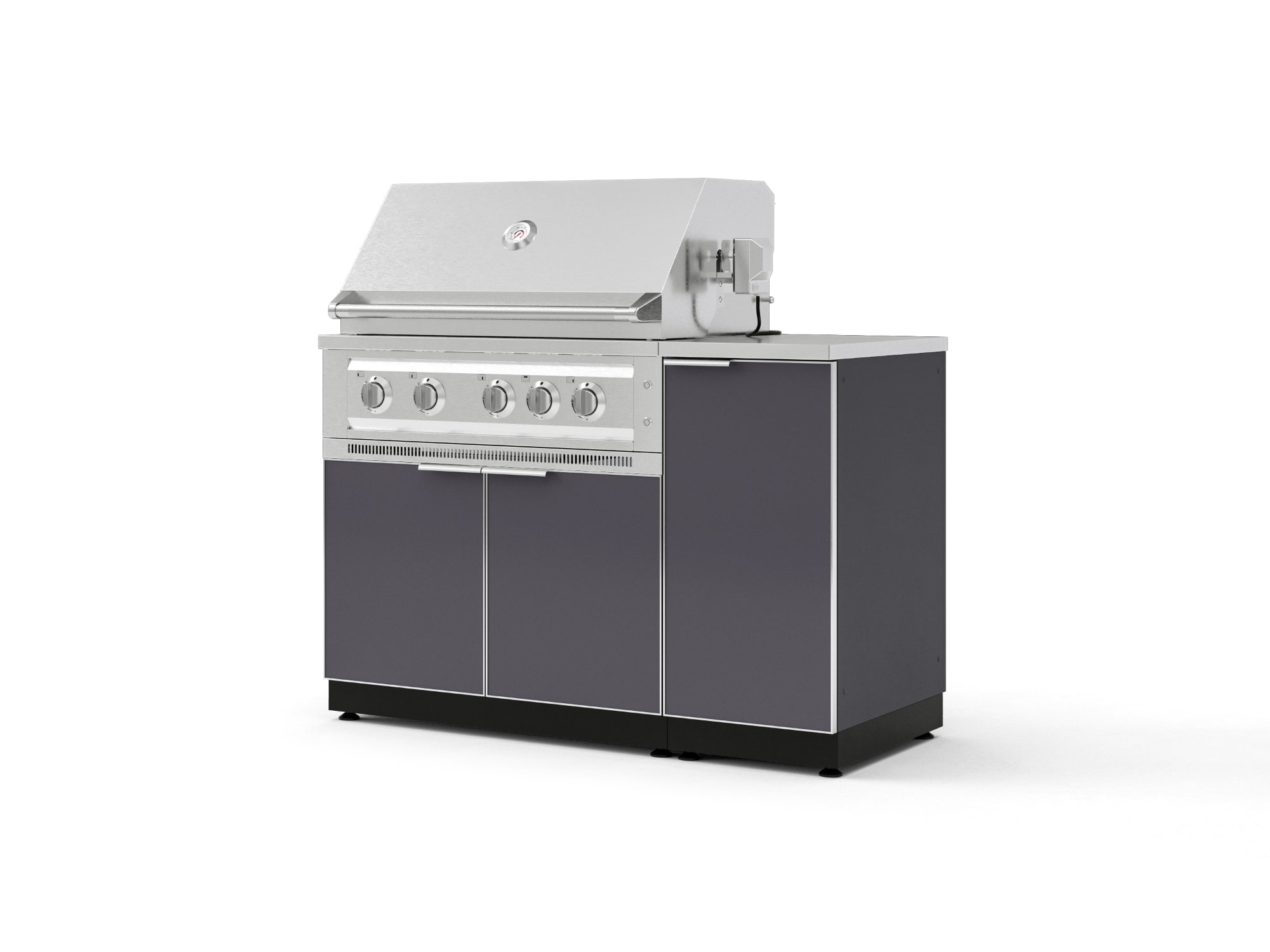Outdoor Grill Island Aluminum 4 Piece Cabinet Set with 1 Door, Grill Cabinet, Platinum Grill and Countertop