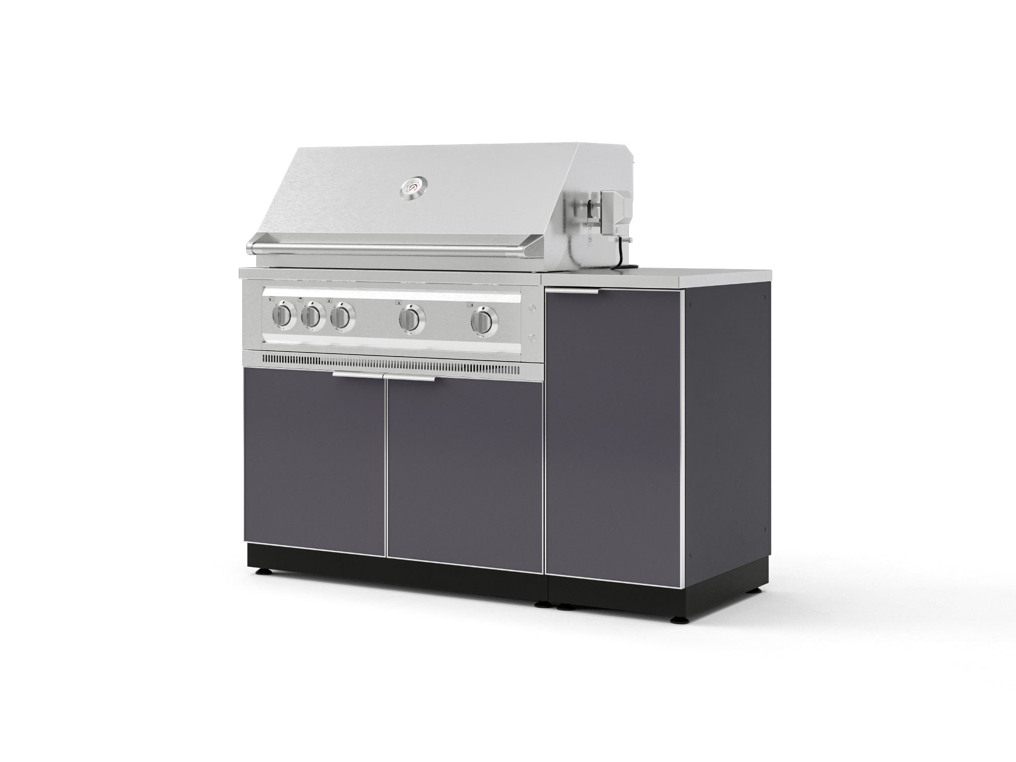 Outdoor Grill Island Aluminum 4 Piece Cabinet Set with 1 Door, Grill Cabinet, Platinum Grill and Countertop