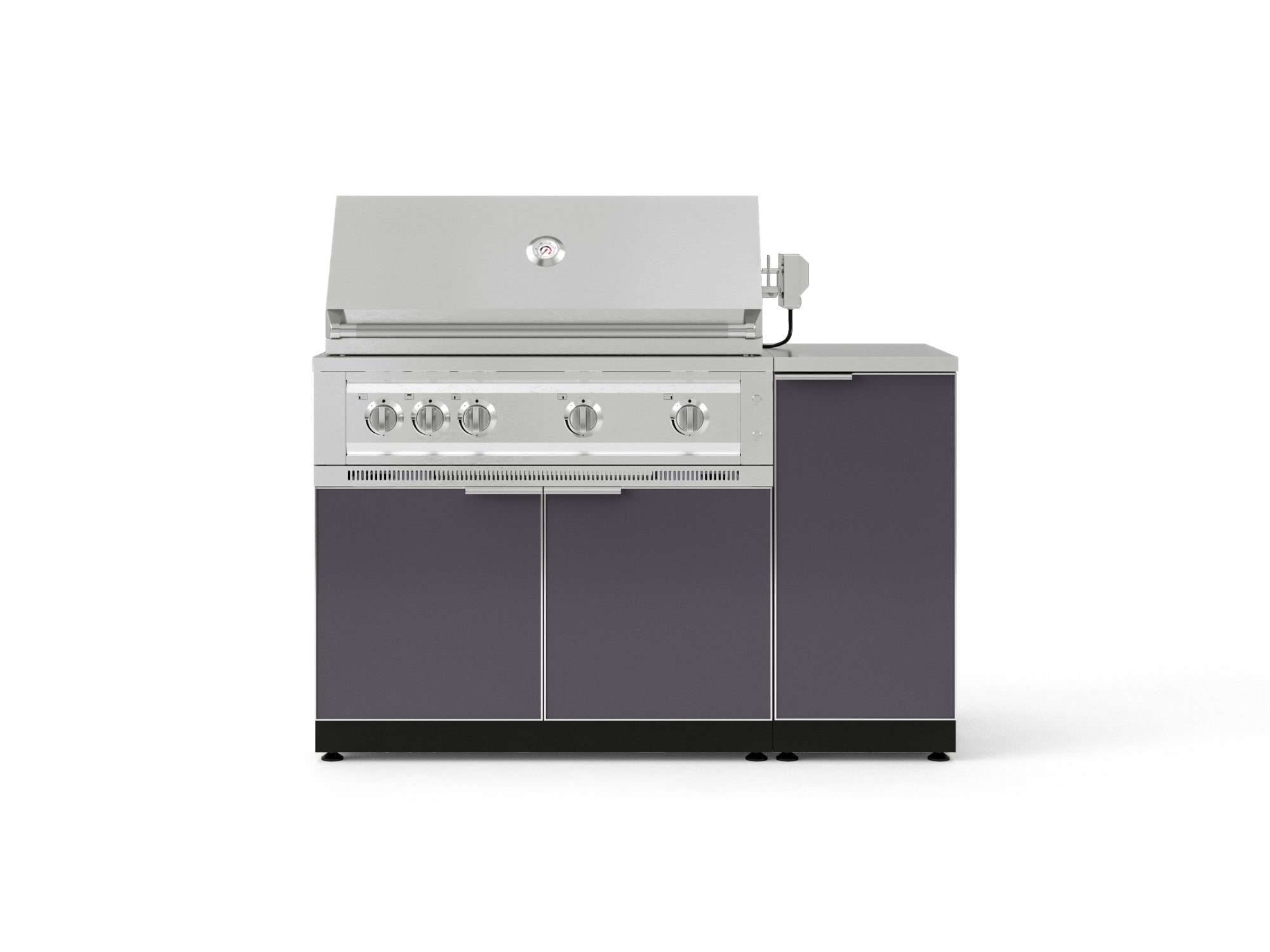 Outdoor Grill Island Aluminum 4 Piece Cabinet Set with 1 Door, Grill Cabinet, Platinum Grill and Countertop