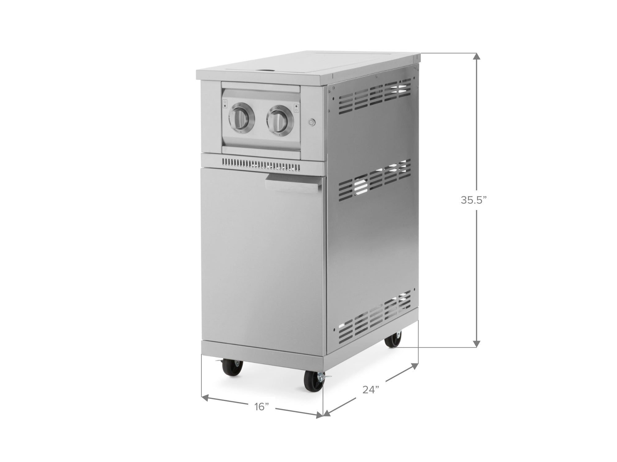 Outdoor Kitchen Stainless Steel Platinum Dual Side Burner with Cart and Casters