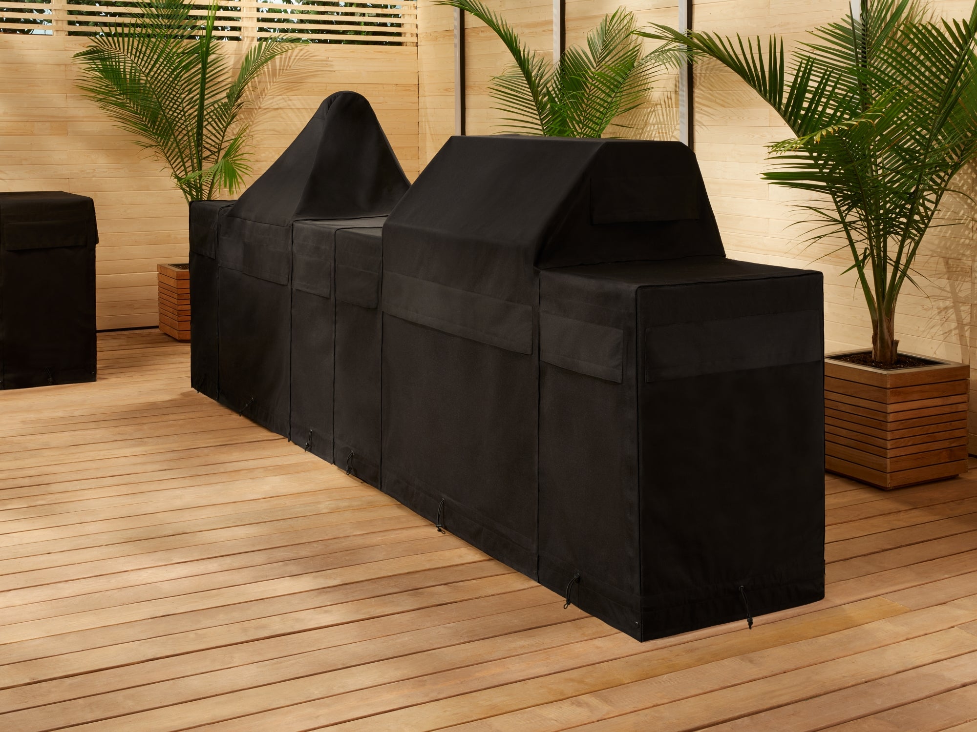 Outdoor Kitchen Cabinet Signature Cover Bundle: Kamado Grill, (2) 18 in. Cabinet, Right/Left End Panel