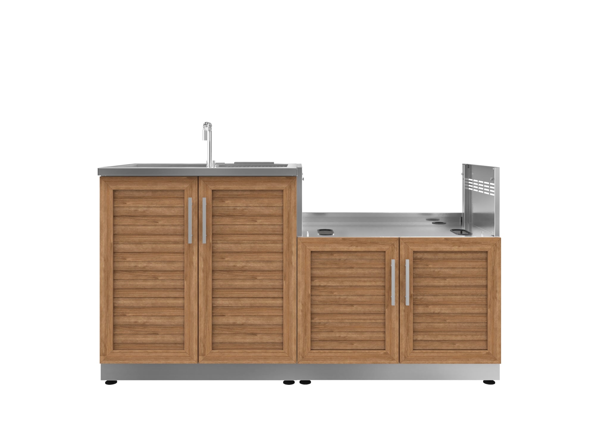 Outdoor Kitchen Stainless Steel Louvered Doors 2 Piece Cabinet set with Sink and Grill Cabinet