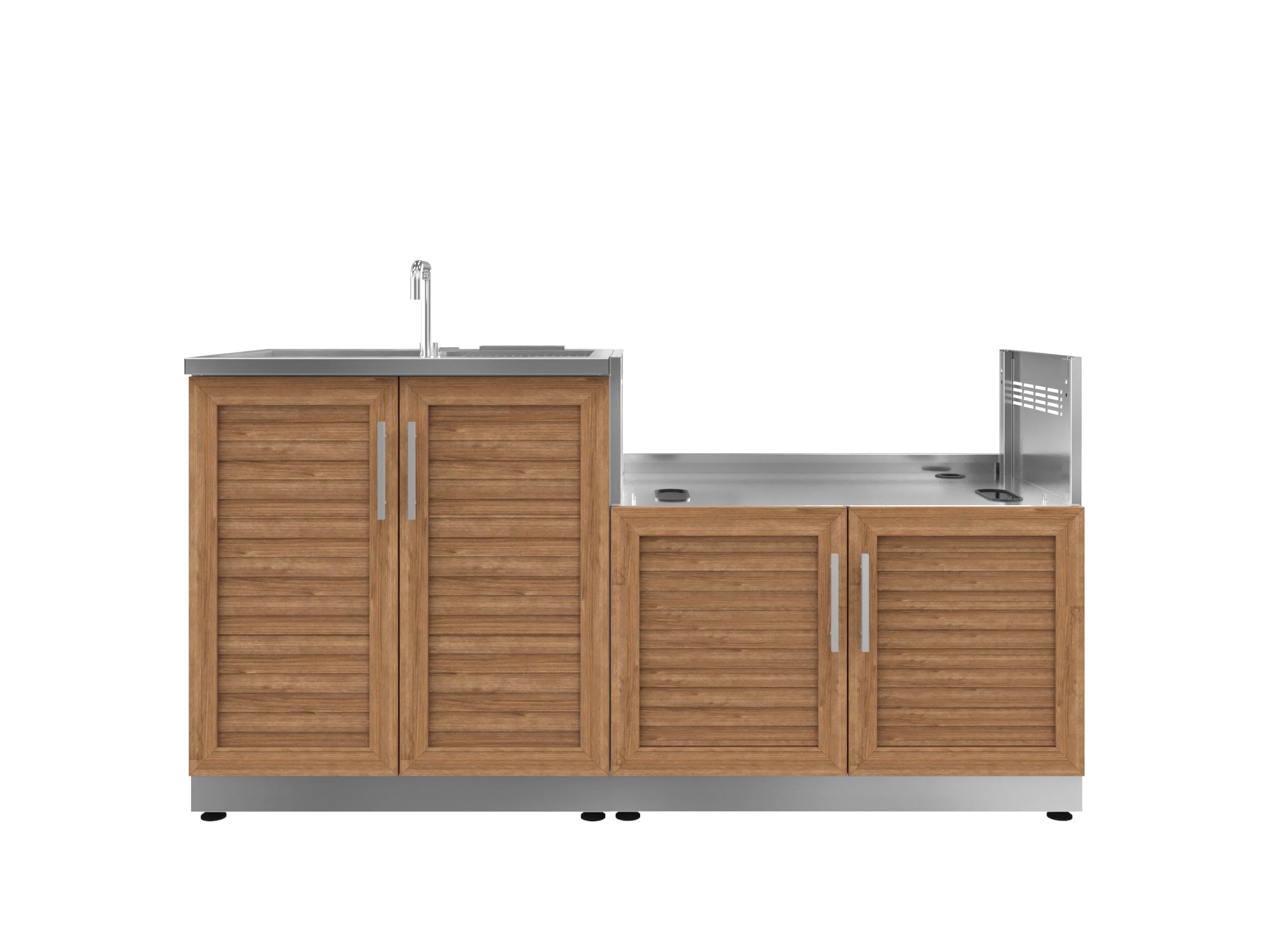 Outdoor Kitchen Stainless Steel Louvered Doors 2 Piece Cabinet set with Sink and Grill Cabinet