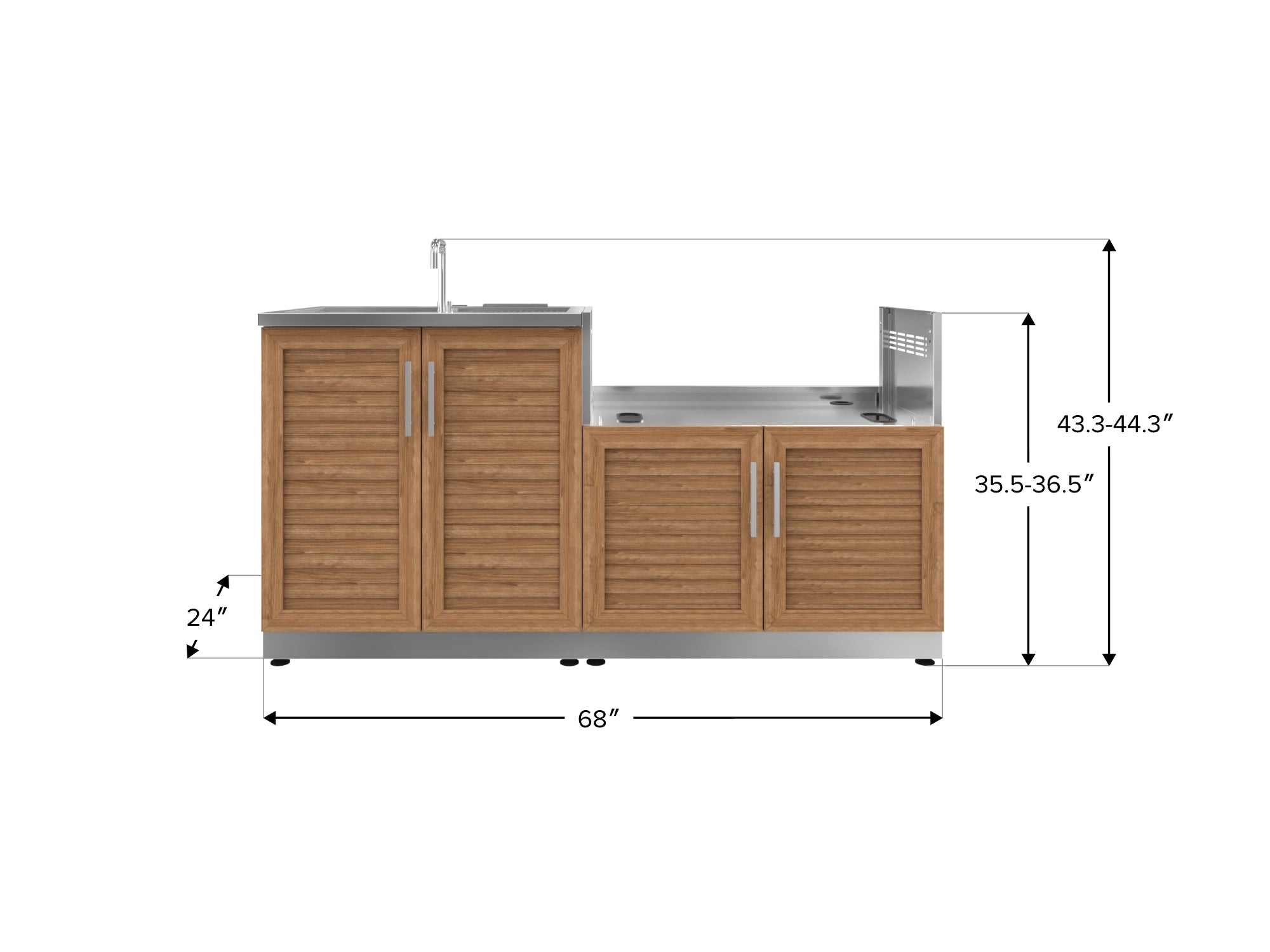 Outdoor Kitchen Stainless Steel Louvered Doors 2 Piece Cabinet set with Sink and Grill Cabinet