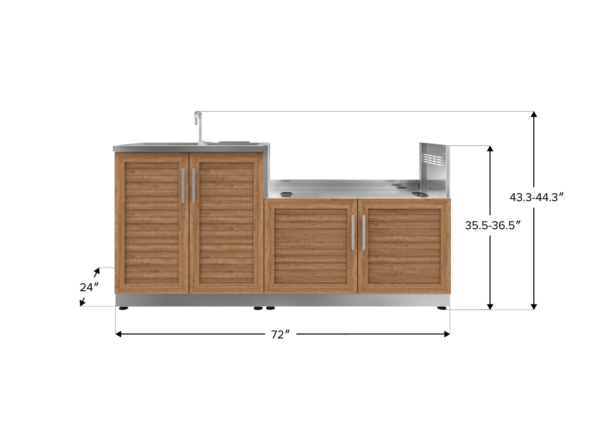 Outdoor Kitchen Stainless Steel Louvered Doors 2 Piece Cabinet set with Sink and Grill Cabinet
