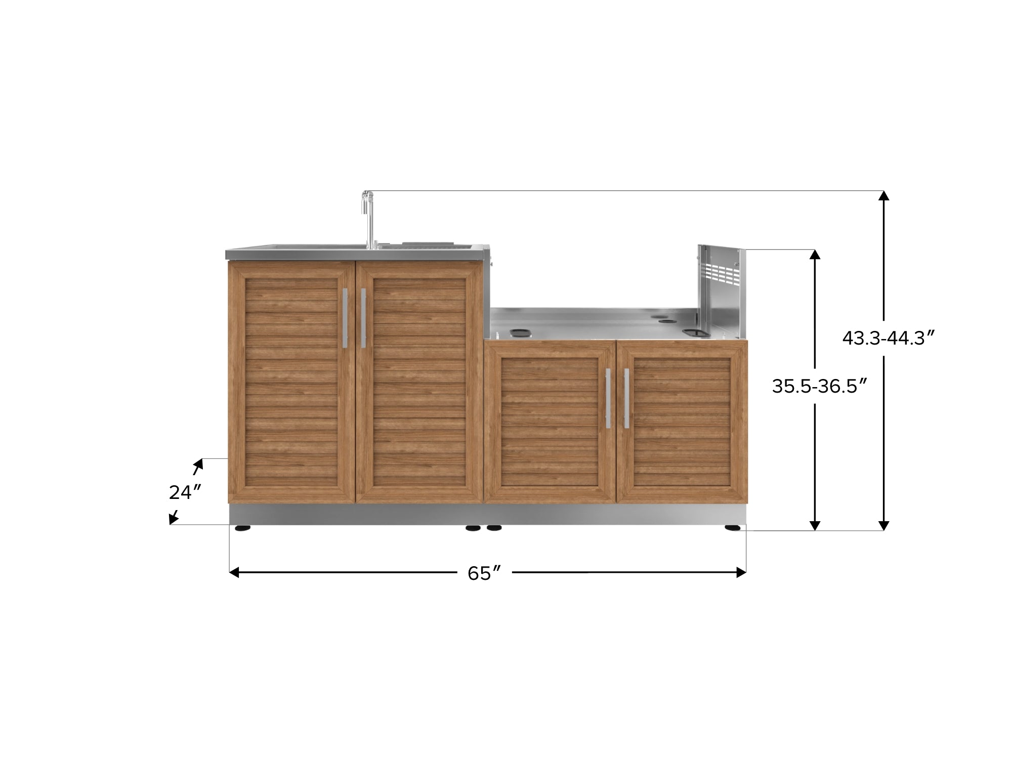 Outdoor Kitchen Stainless Steel Louvered Doors 2 Piece Cabinet set with Sink and Grill Cabinet