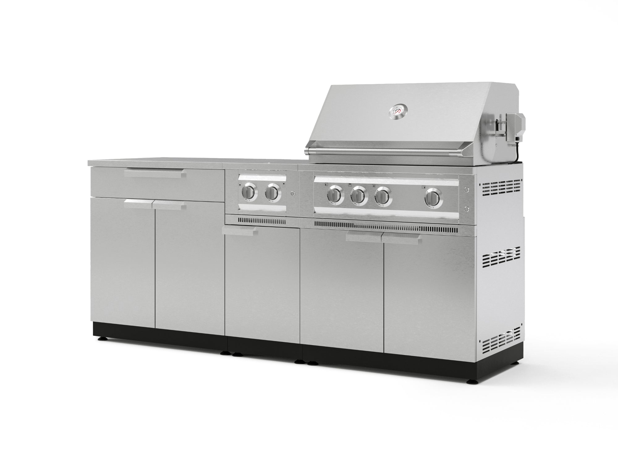 Test - Outdoor Kitchen Stainless Steel 6-Piece Cabinet Set with Platinum Grill, Dual Side Burner, Bar and Grill Cabinet and Stainless Steel Countertop