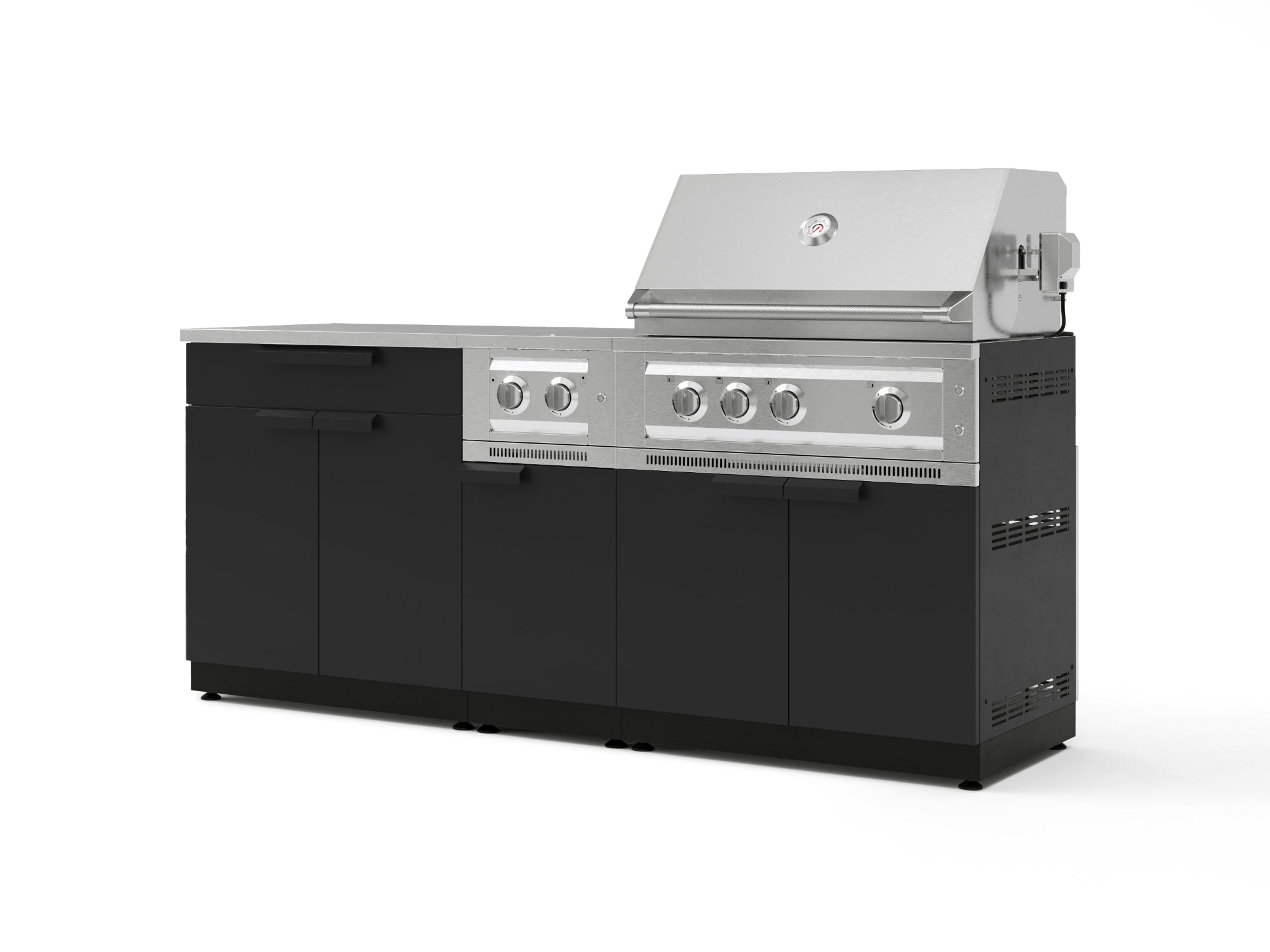 Test - Outdoor Kitchen Stainless Steel 6-Piece Cabinet Set with Platinum Grill, Dual Side Burner, Bar and Grill Cabinet and Stainless Steel Countertop