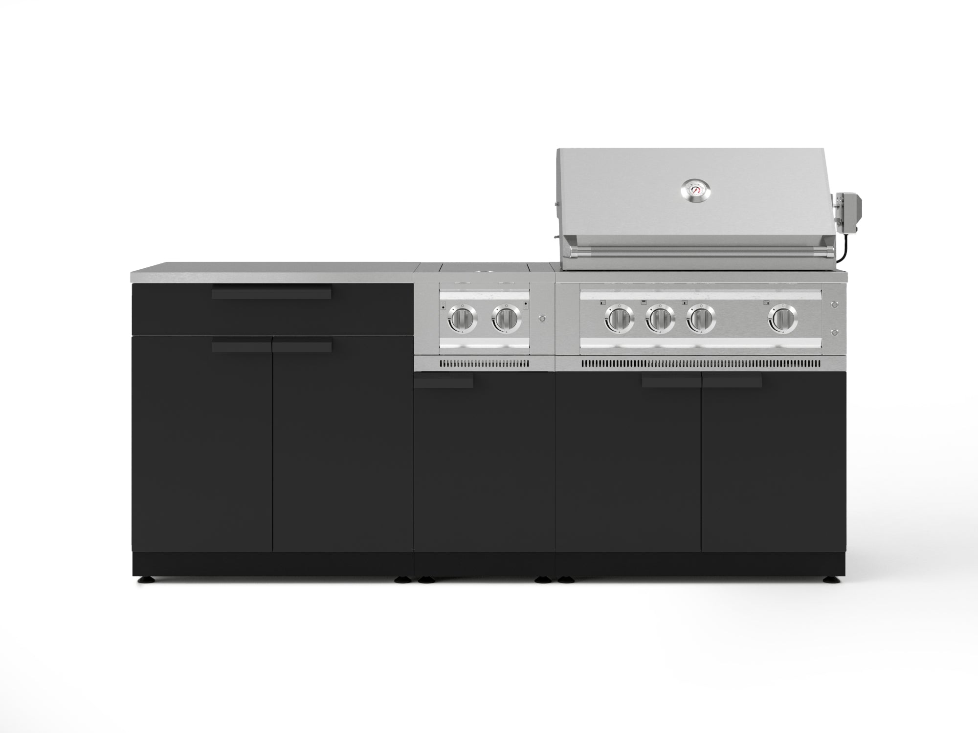 Test - Outdoor Kitchen Stainless Steel 6-Piece Cabinet Set with Platinum Grill, Dual Side Burner, Bar and Grill Cabinet and Stainless Steel Countertop