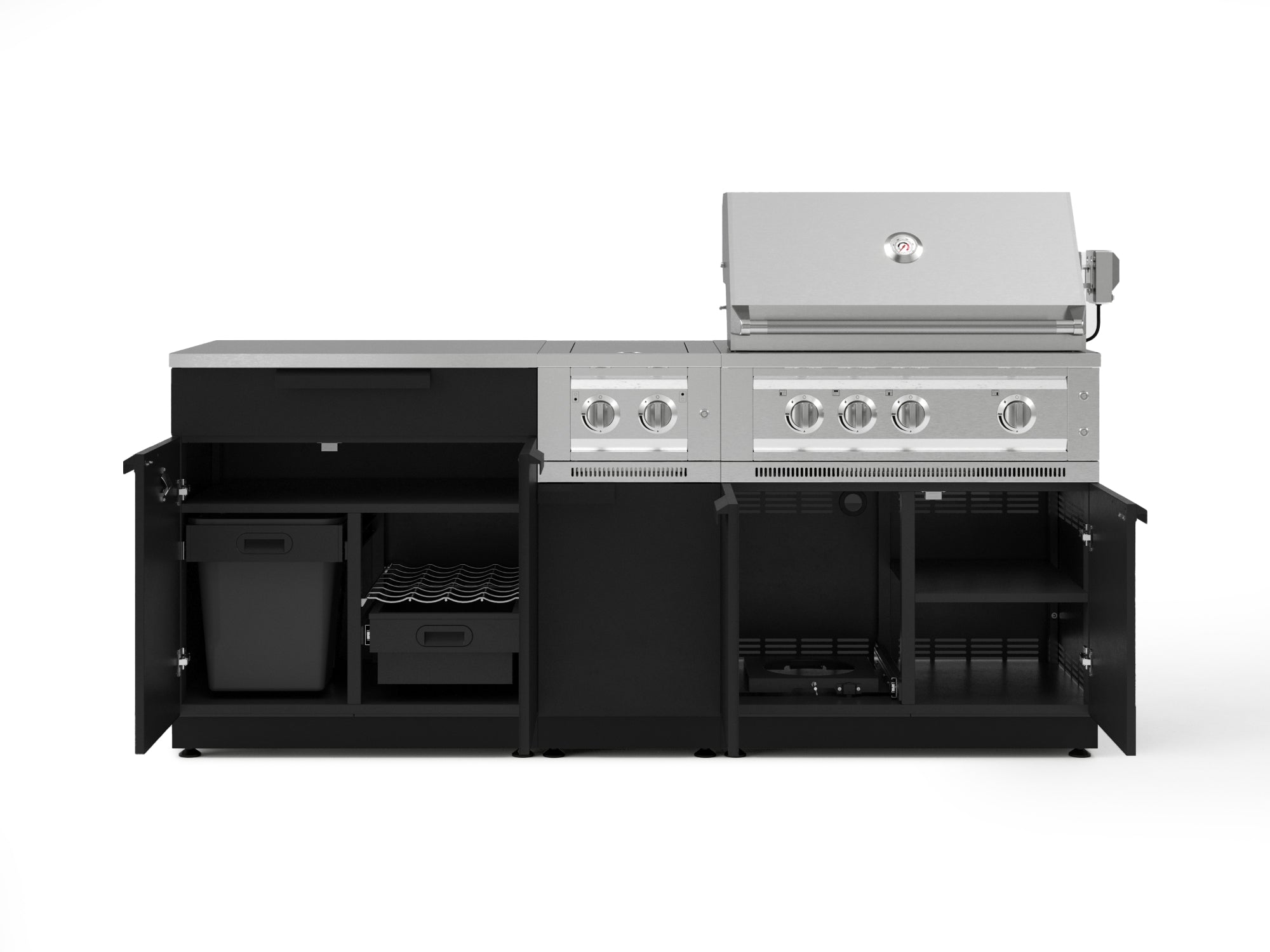 Test - Outdoor Kitchen Stainless Steel 6-Piece Cabinet Set with Platinum Grill, Dual Side Burner, Bar and Grill Cabinet and Stainless Steel Countertop