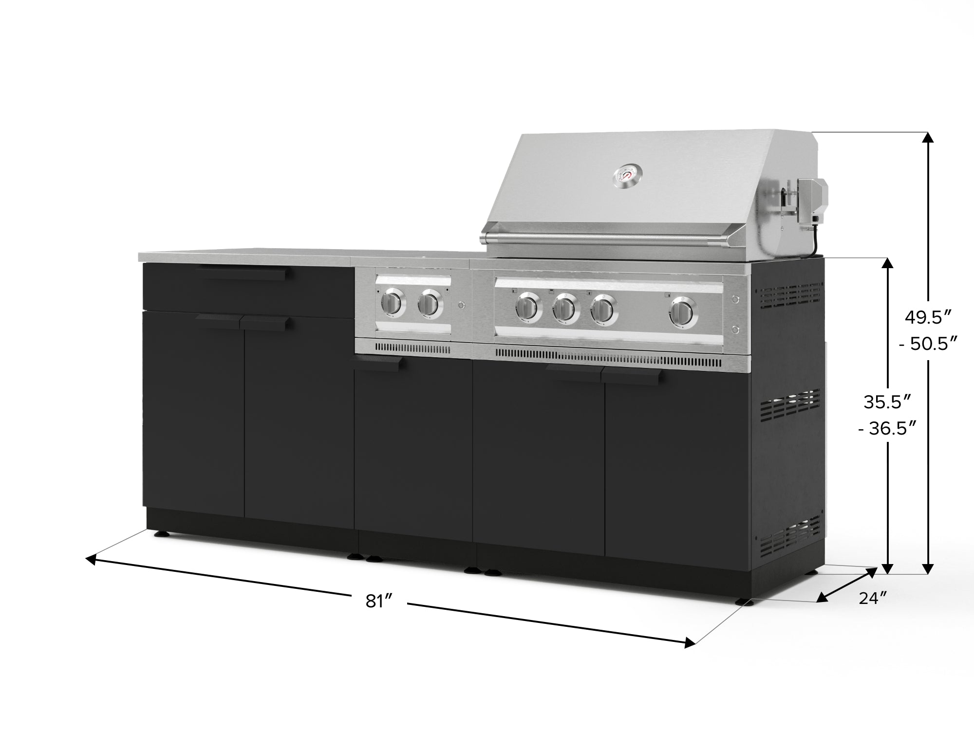 Test - Outdoor Kitchen Stainless Steel 6-Piece Cabinet Set with Platinum Grill, Dual Side Burner, Bar and Grill Cabinet and Stainless Steel Countertop