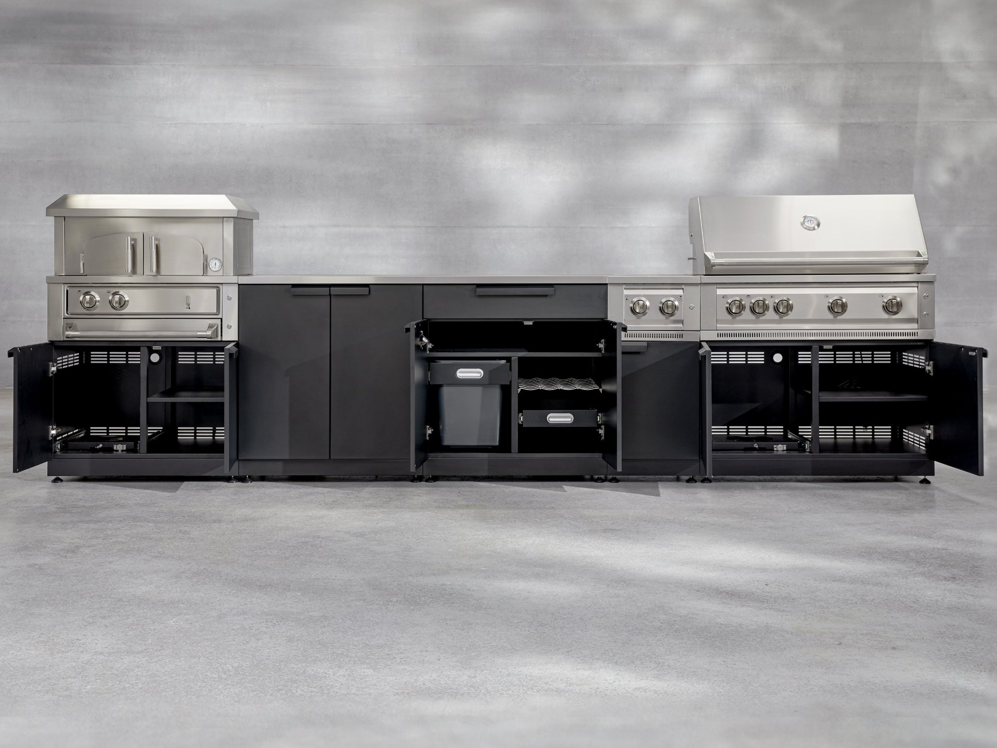 Test - Outdoor Kitchen Stainless Steel 6-Piece Cabinet Set with Platinum Grill, Dual Side Burner, Bar and Grill Cabinet and Stainless Steel Countertop