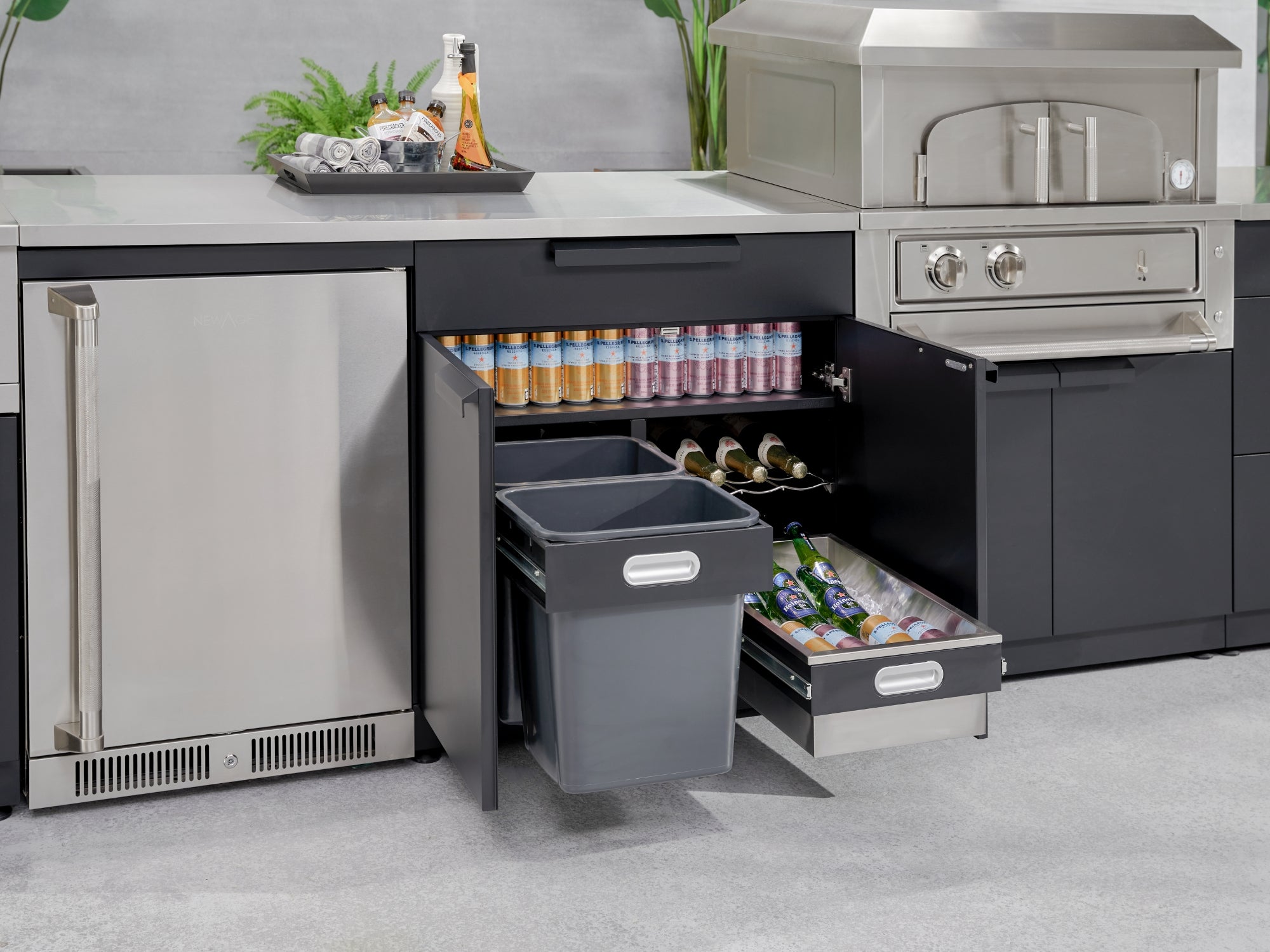Test - Outdoor Kitchen Stainless Steel 6-Piece Cabinet Set with Platinum Grill, Dual Side Burner, Bar and Grill Cabinet and Stainless Steel Countertop