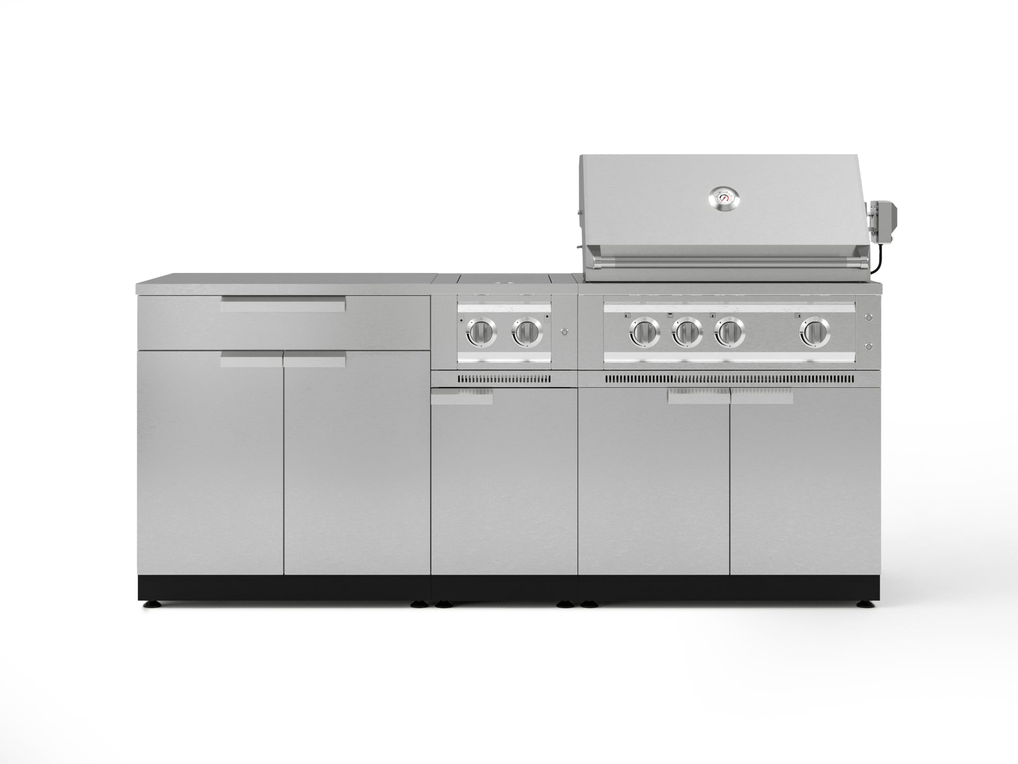 Test - Outdoor Kitchen Stainless Steel 6-Piece Cabinet Set with Platinum Grill, Dual Side Burner, Bar and Grill Cabinet and Stainless Steel Countertop