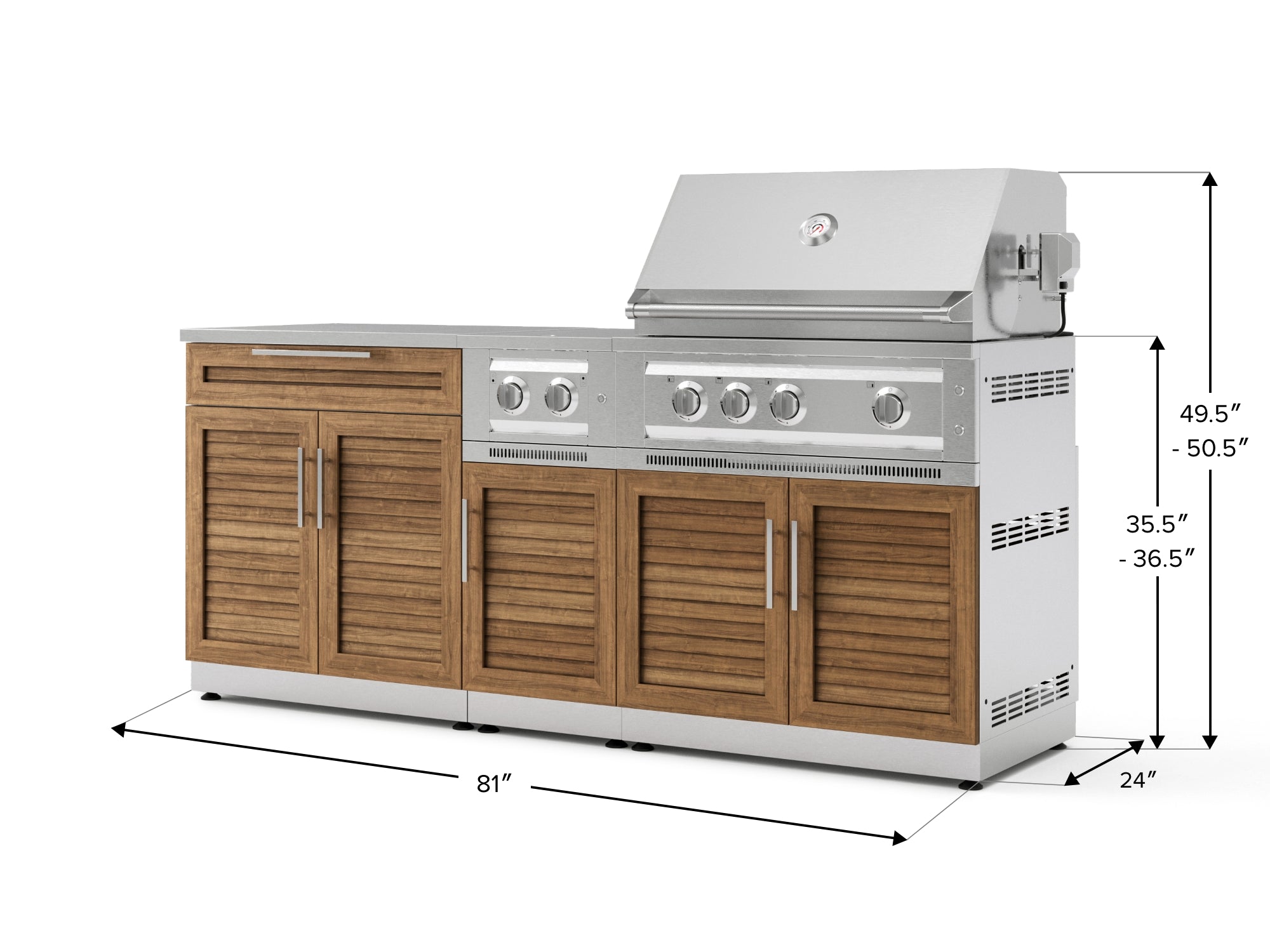 Test - Outdoor Kitchen Stainless Steel 6-Piece Cabinet Set with Platinum Grill, Dual Side Burner, Bar and Grill Cabinet and Stainless Steel Countertop