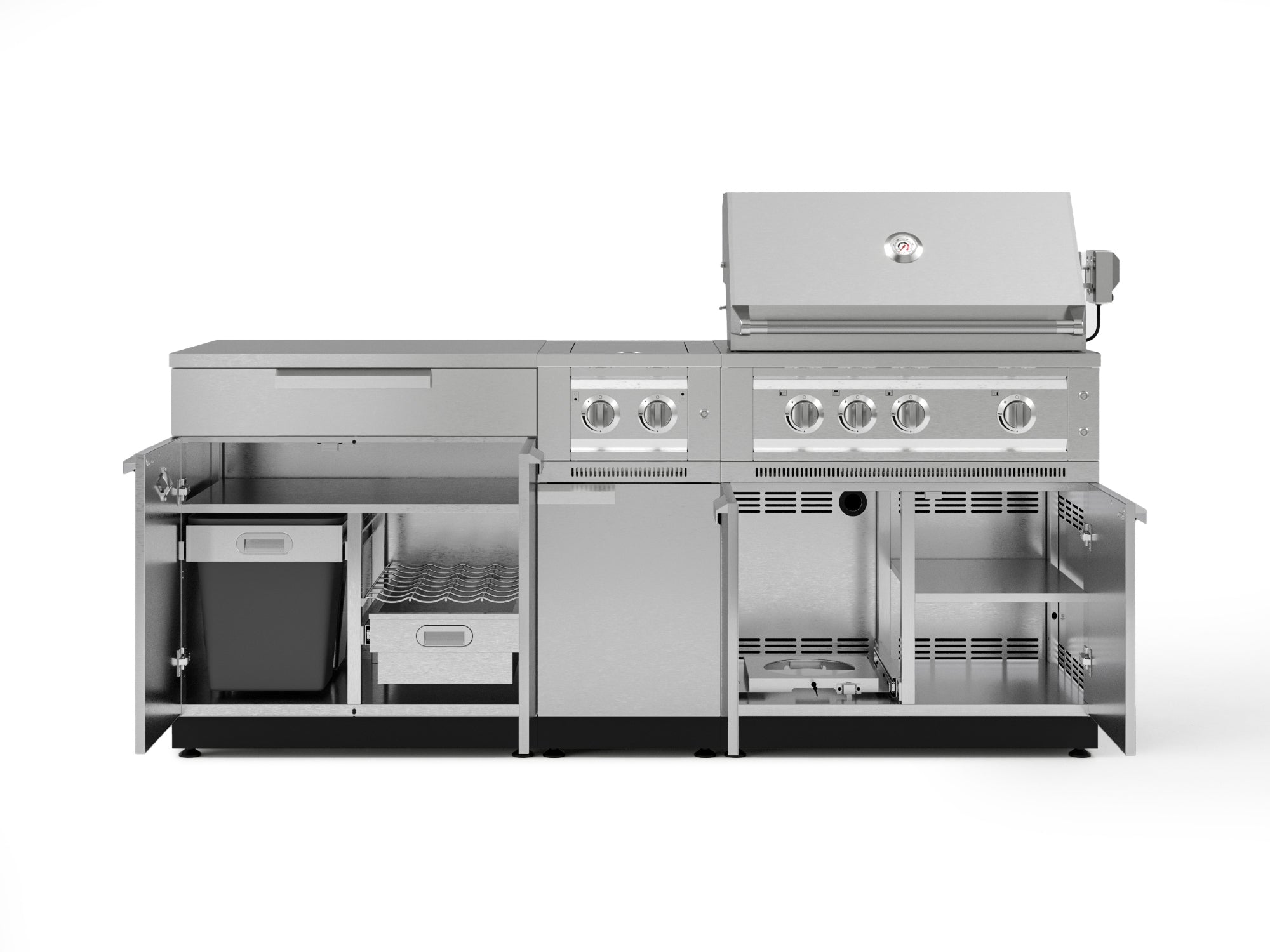Test - Outdoor Kitchen Stainless Steel 6-Piece Cabinet Set with Platinum Grill, Dual Side Burner, Bar and Grill Cabinet and Stainless Steel Countertop