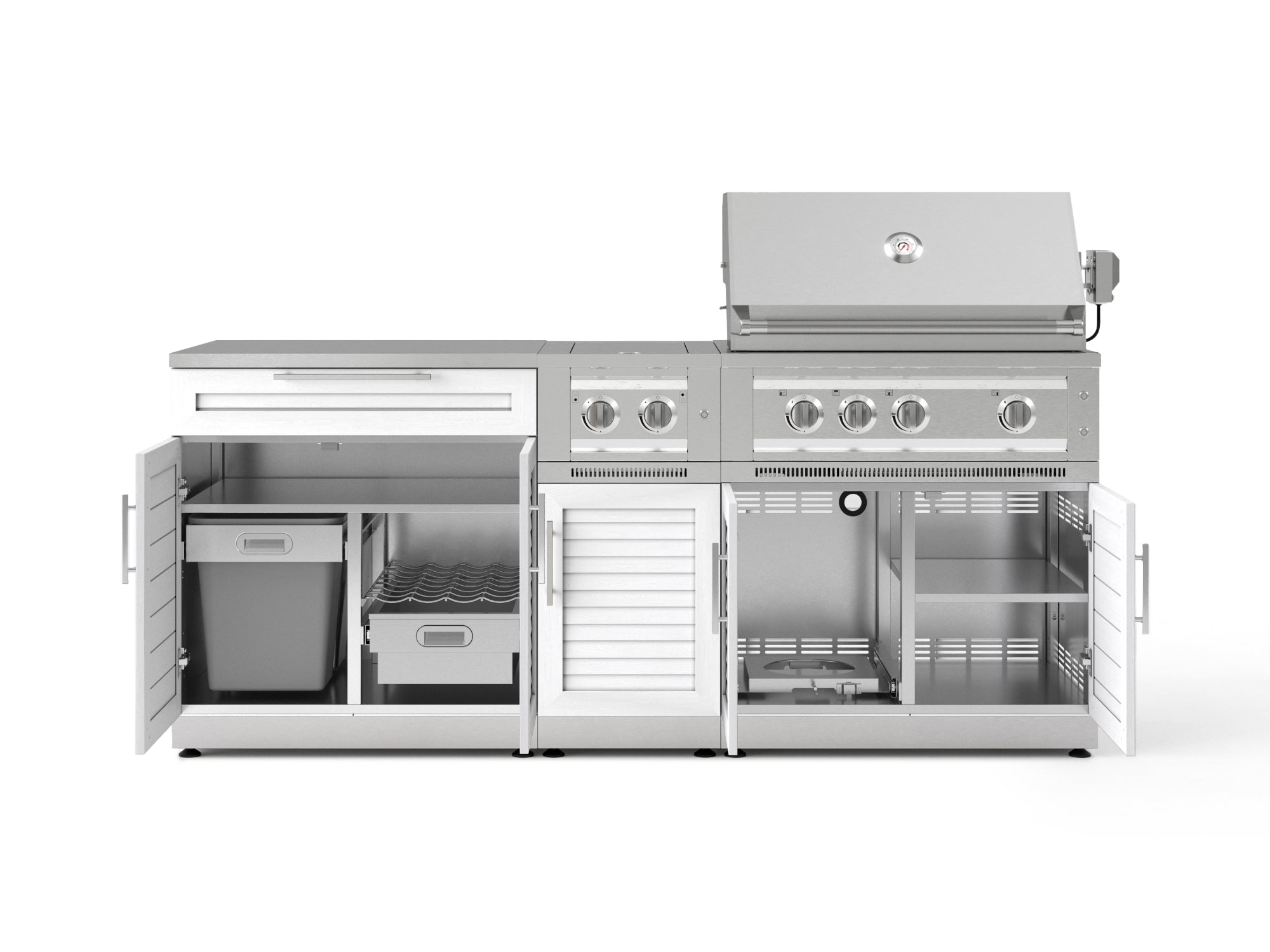 Test - Outdoor Kitchen Stainless Steel 6-Piece Cabinet Set with Platinum Grill, Dual Side Burner, Bar and Grill Cabinet and Stainless Steel Countertop