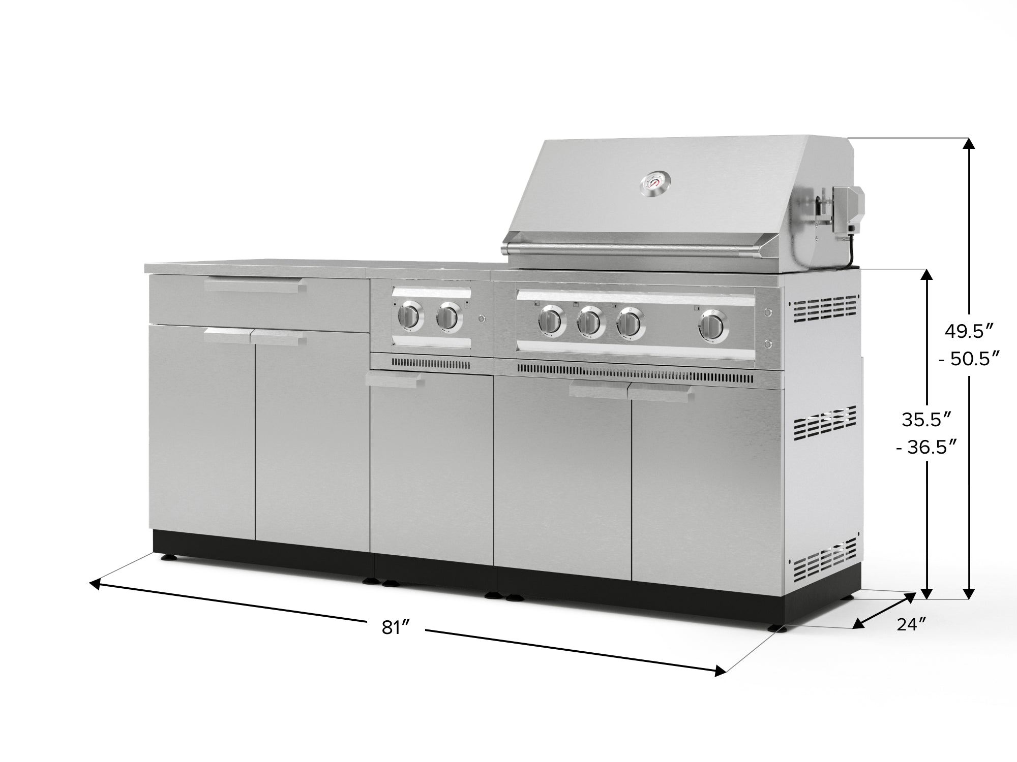 Test - Outdoor Kitchen Stainless Steel 6-Piece Cabinet Set with Platinum Grill, Dual Side Burner, Bar and Grill Cabinet and Stainless Steel Countertop