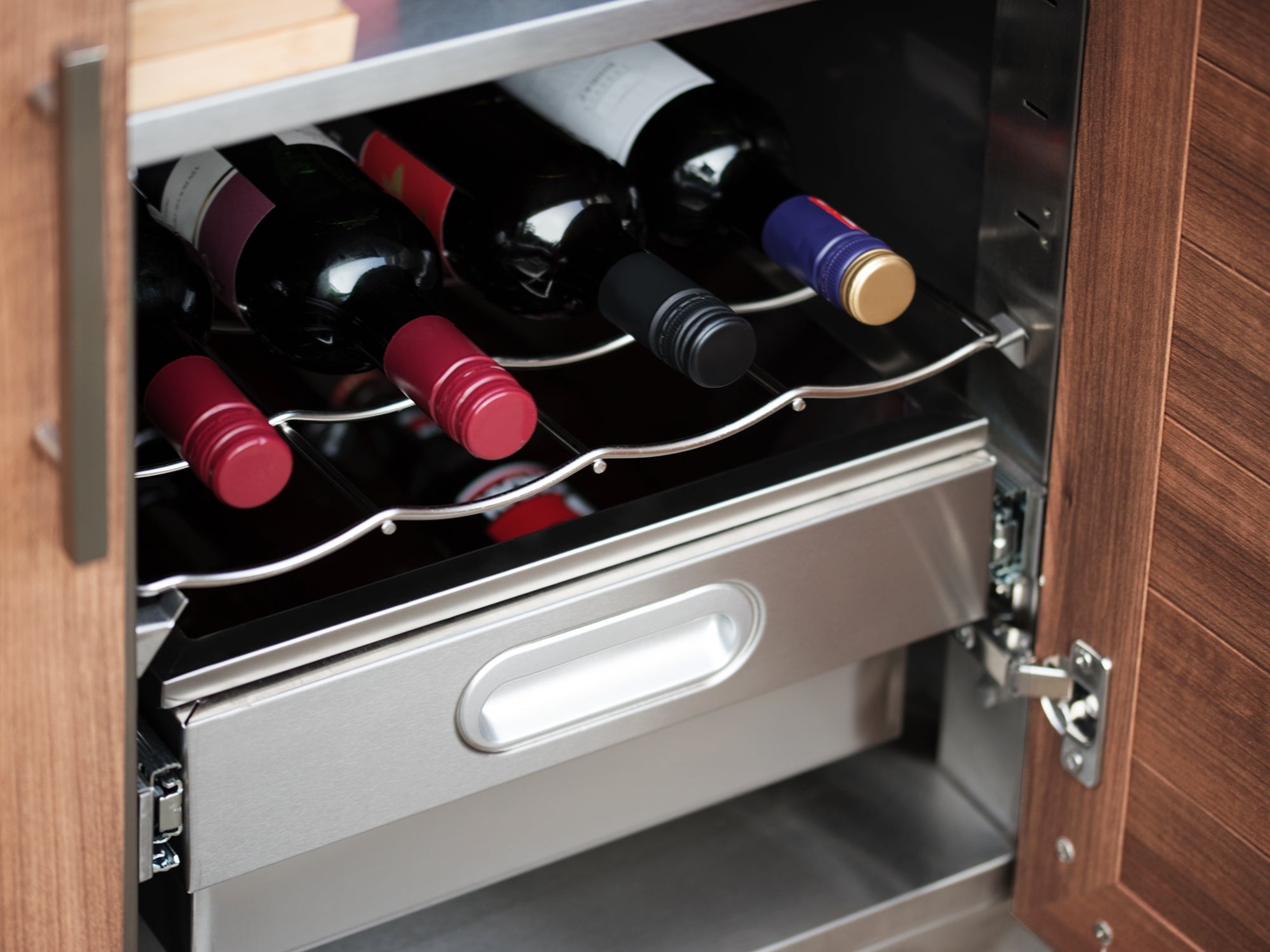 Outdoor Kitchen Louvered Stainless Steel 5 Piece Cabinet Set With Casters and 3 Drawer, Bar, Kamado, Kamado Cabinet, Countertop