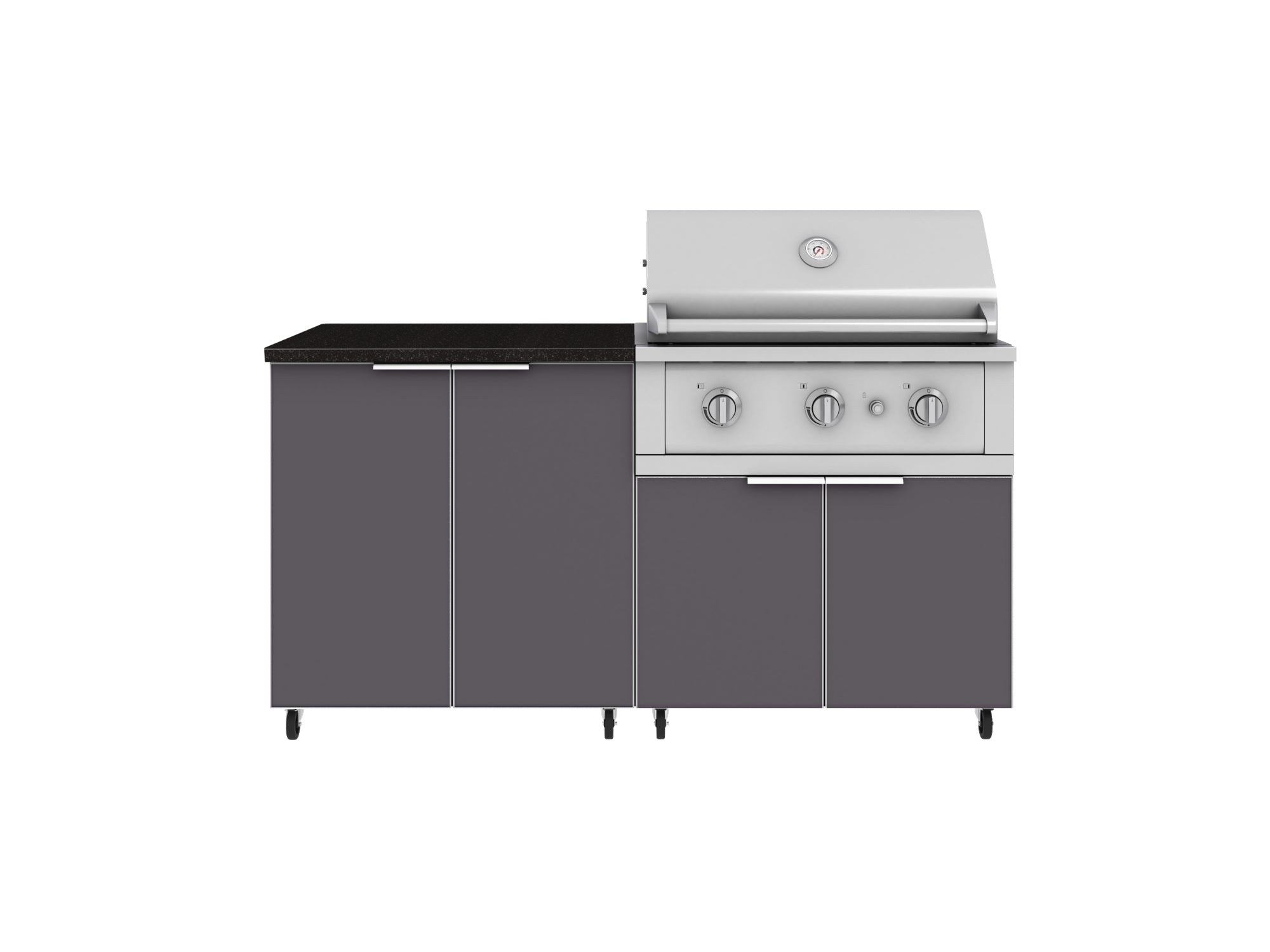 Outdoor Kitchen Aluminum 4 Piece Cabinet Set with Casters and 2 Door, Grill Cabinet, Performance Grill, Countertop