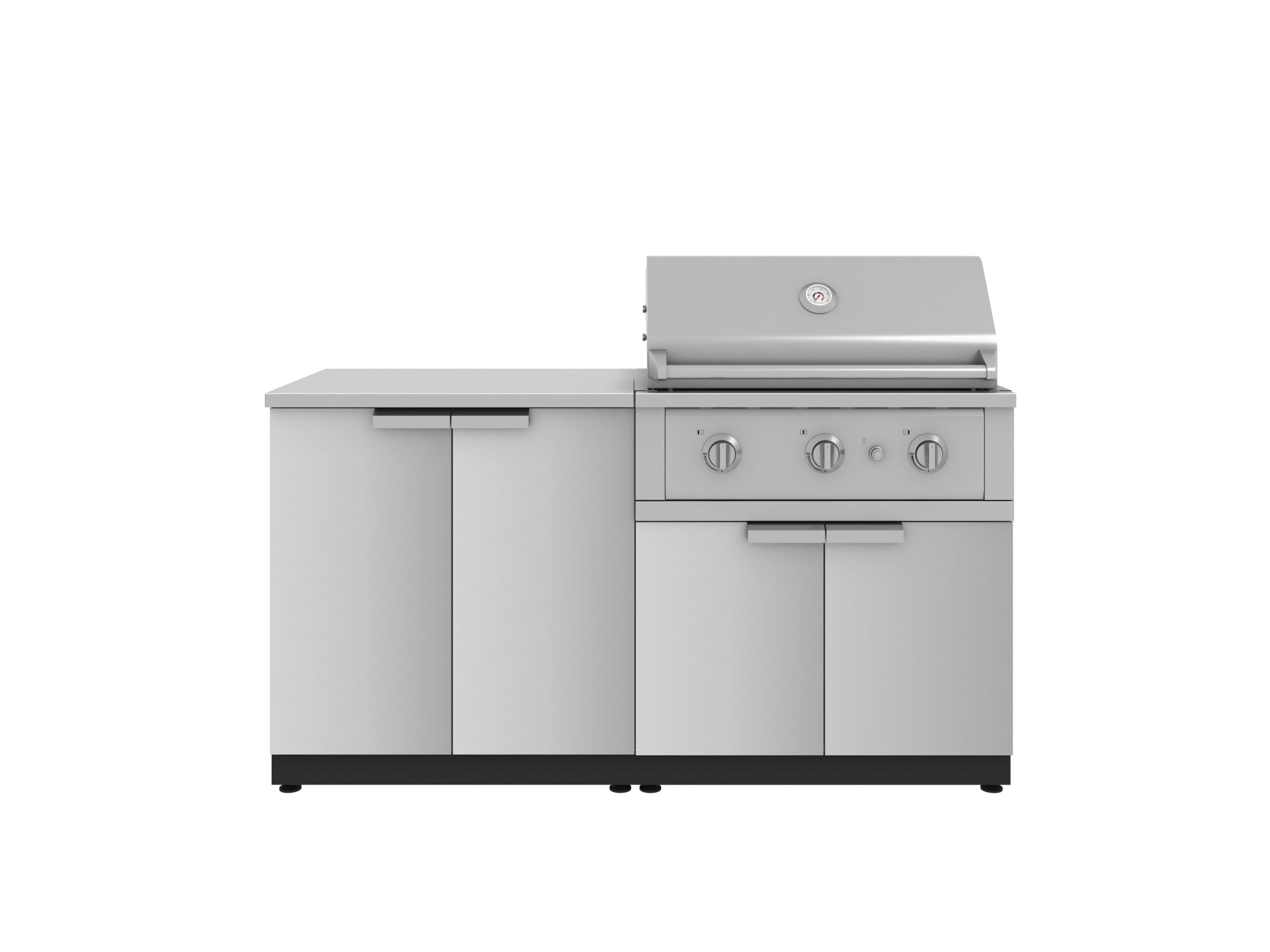 Outdoor Kitchen Stainless Steel 4 Piece Cabinet Set with 2 Door, Grill Cabinet, Performance Grill and Countertop