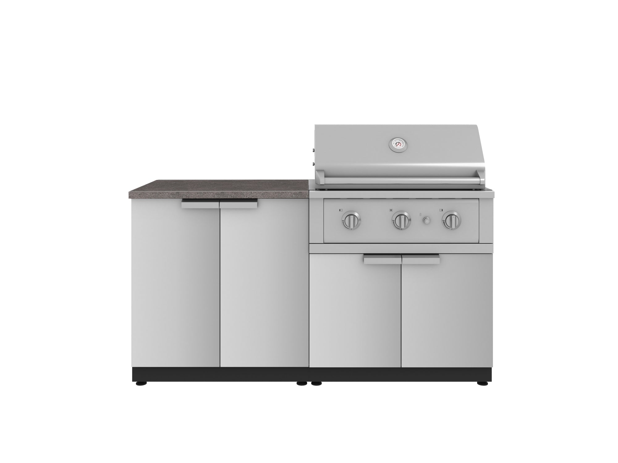 Outdoor Kitchen Stainless Steel 4 Piece Cabinet Set with 2 Door, Grill Cabinet, Performance Grill and Countertop