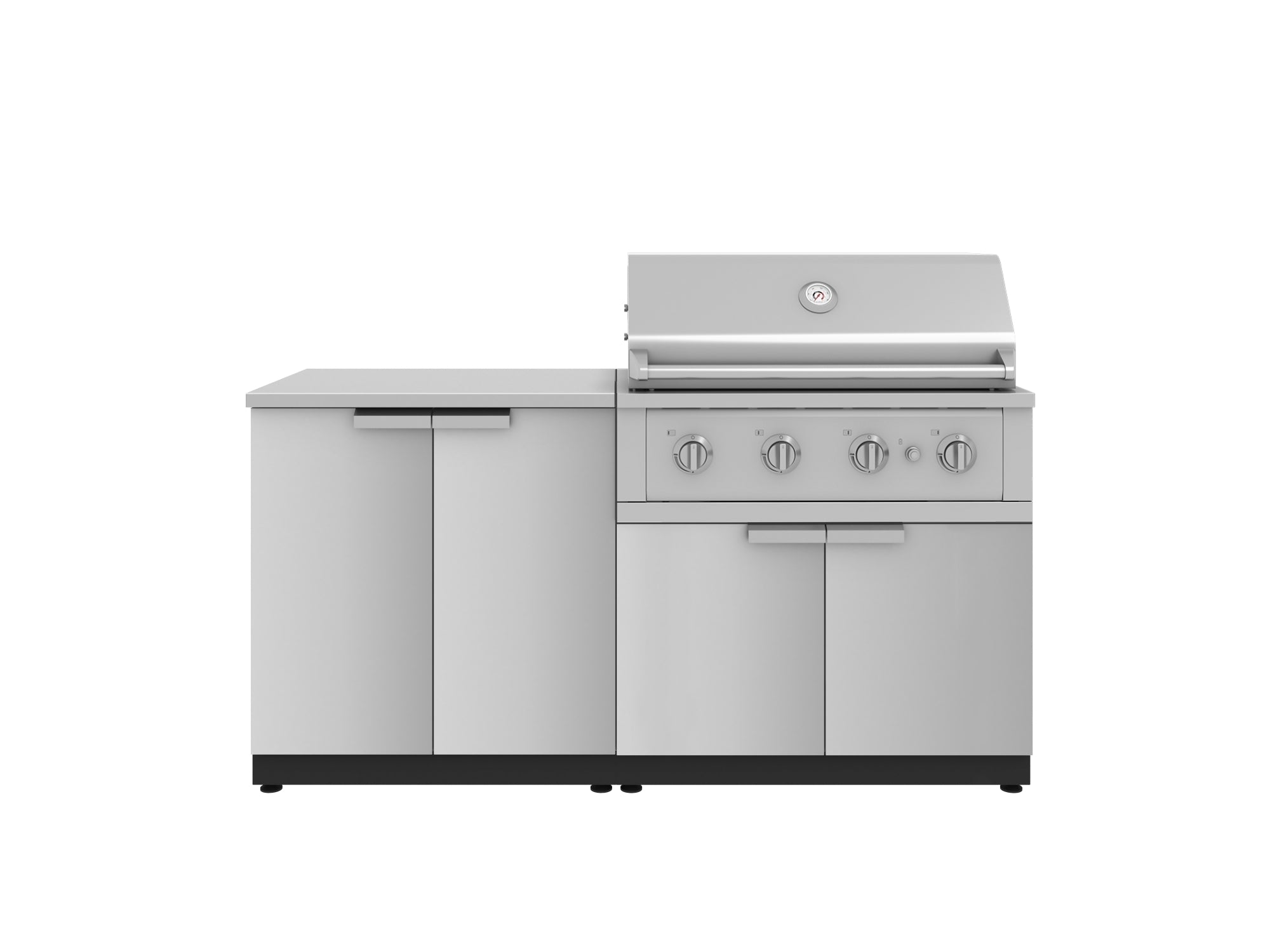 Outdoor Kitchen Stainless Steel 4 Piece Cabinet Set with 2 Door, Grill Cabinet, Performance Grill and Countertop