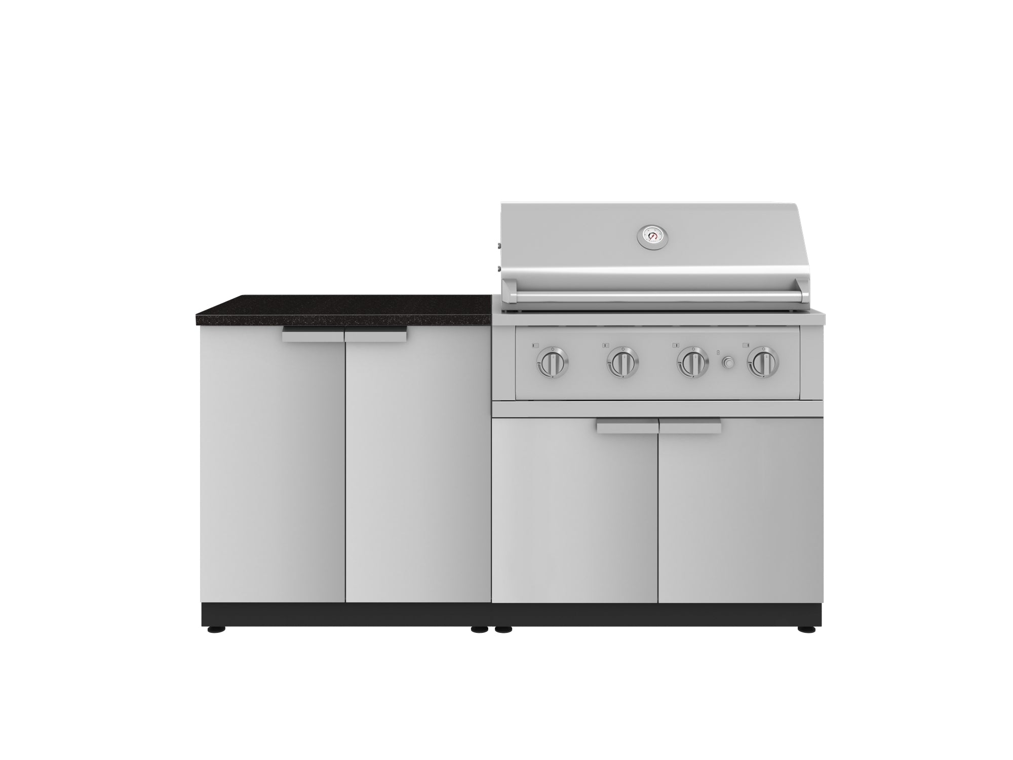 Outdoor Kitchen Stainless Steel 4 Piece Cabinet Set with 2 Door, Grill Cabinet, Performance Grill and Countertop