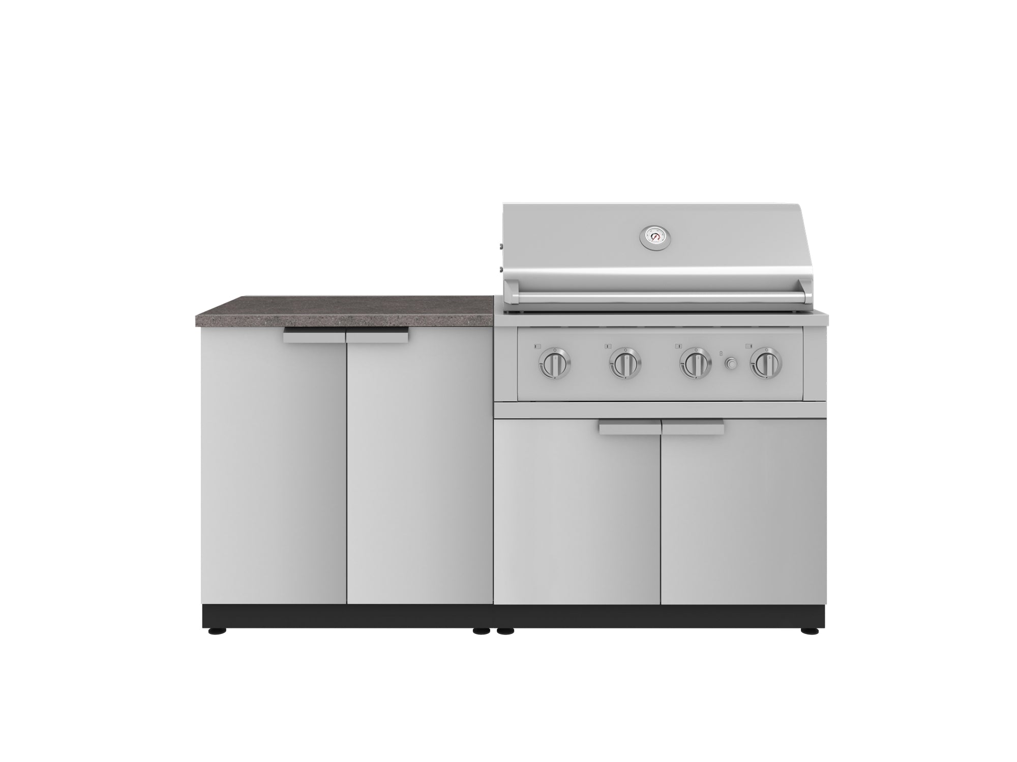 Outdoor Kitchen Stainless Steel 4 Piece Cabinet Set with 2 Door, Grill Cabinet, Performance Grill and Countertop