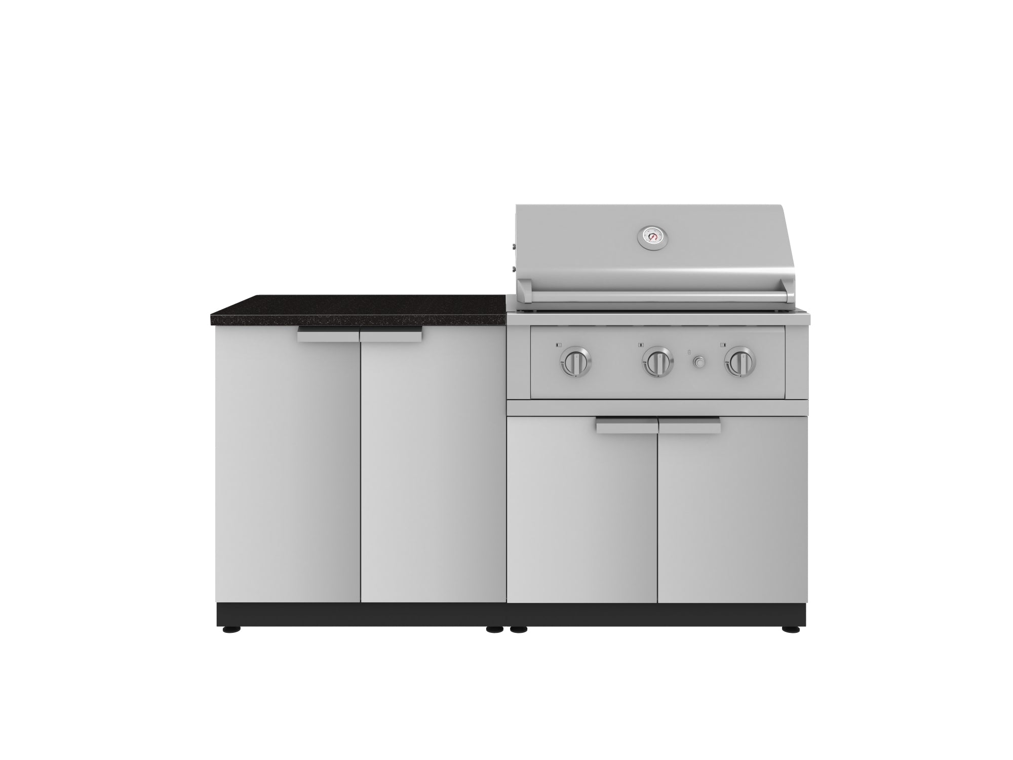 Outdoor Kitchen Stainless Steel 4 Piece Cabinet Set with 2 Door, Grill Cabinet, Performance Grill and Countertop