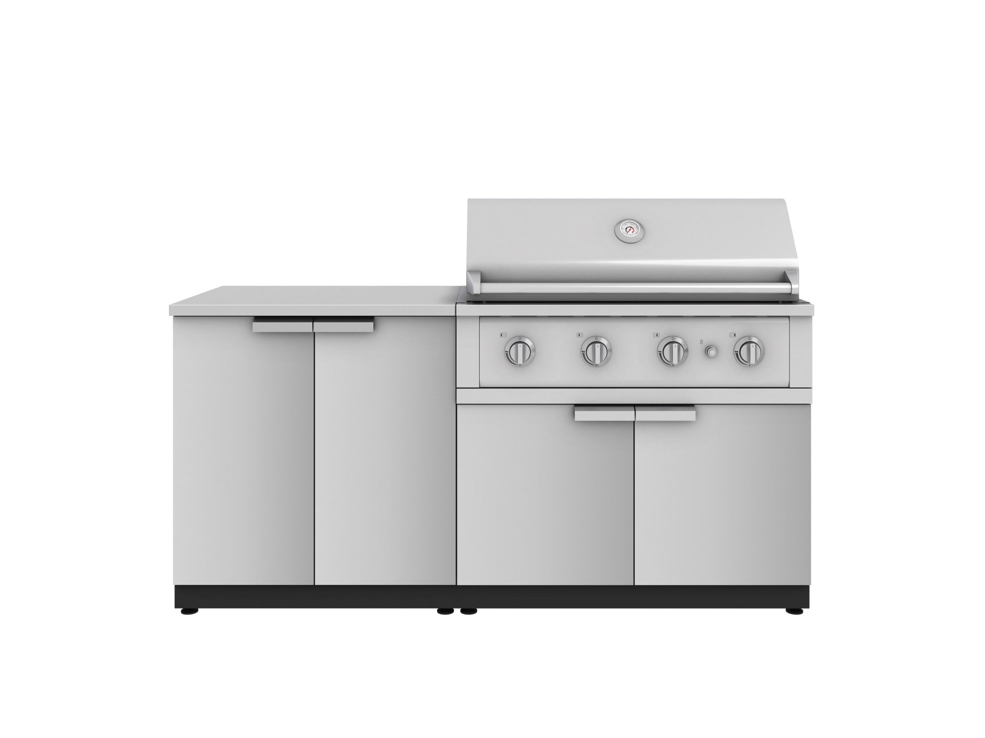 Outdoor Kitchen Stainless Steel 4 Piece Cabinet Set with 2 Door, Grill Cabinet, Performance Grill and Countertop